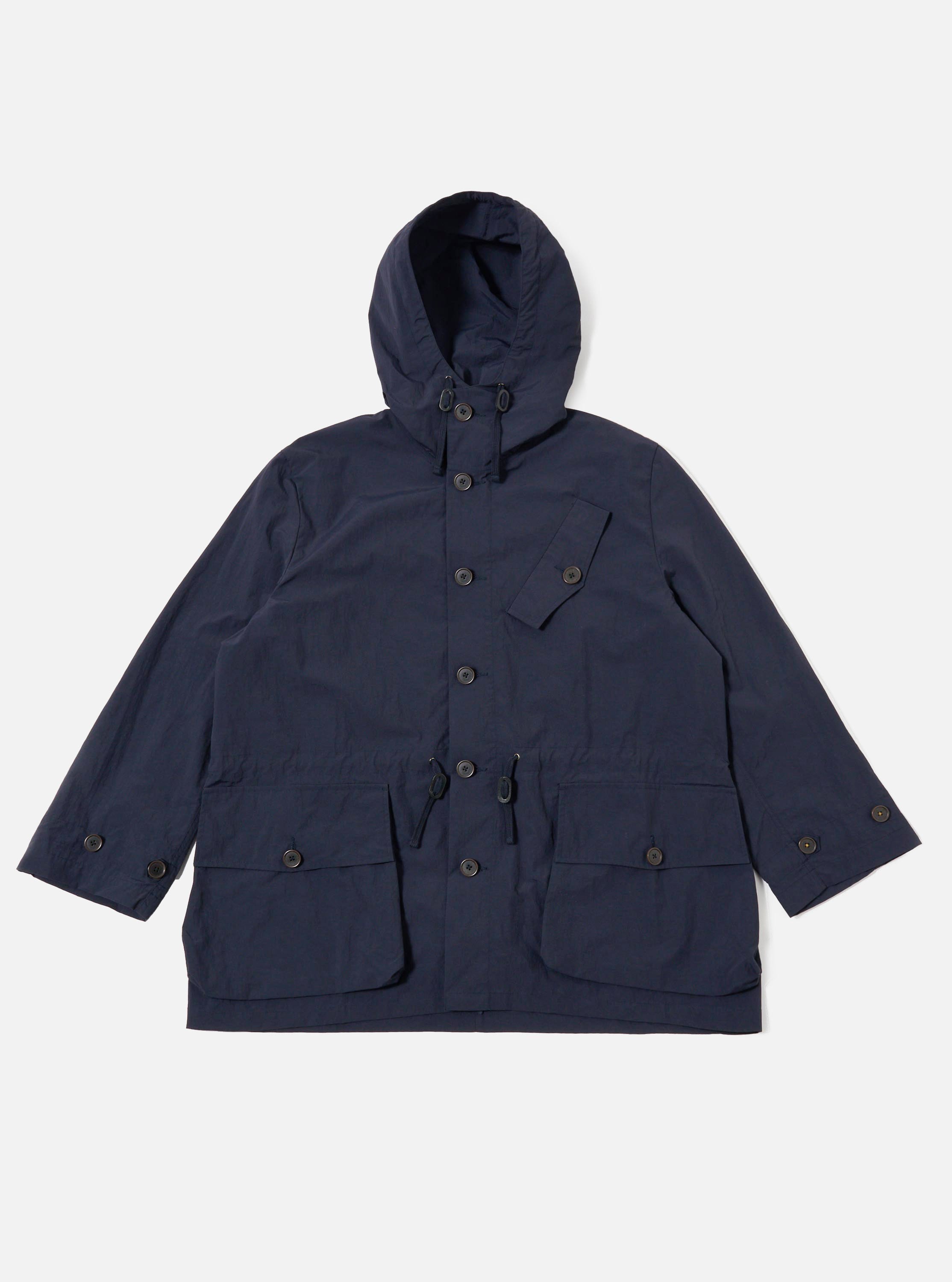 Men's Navy Seo Recycled Nylon Boston Parka – Universal Works