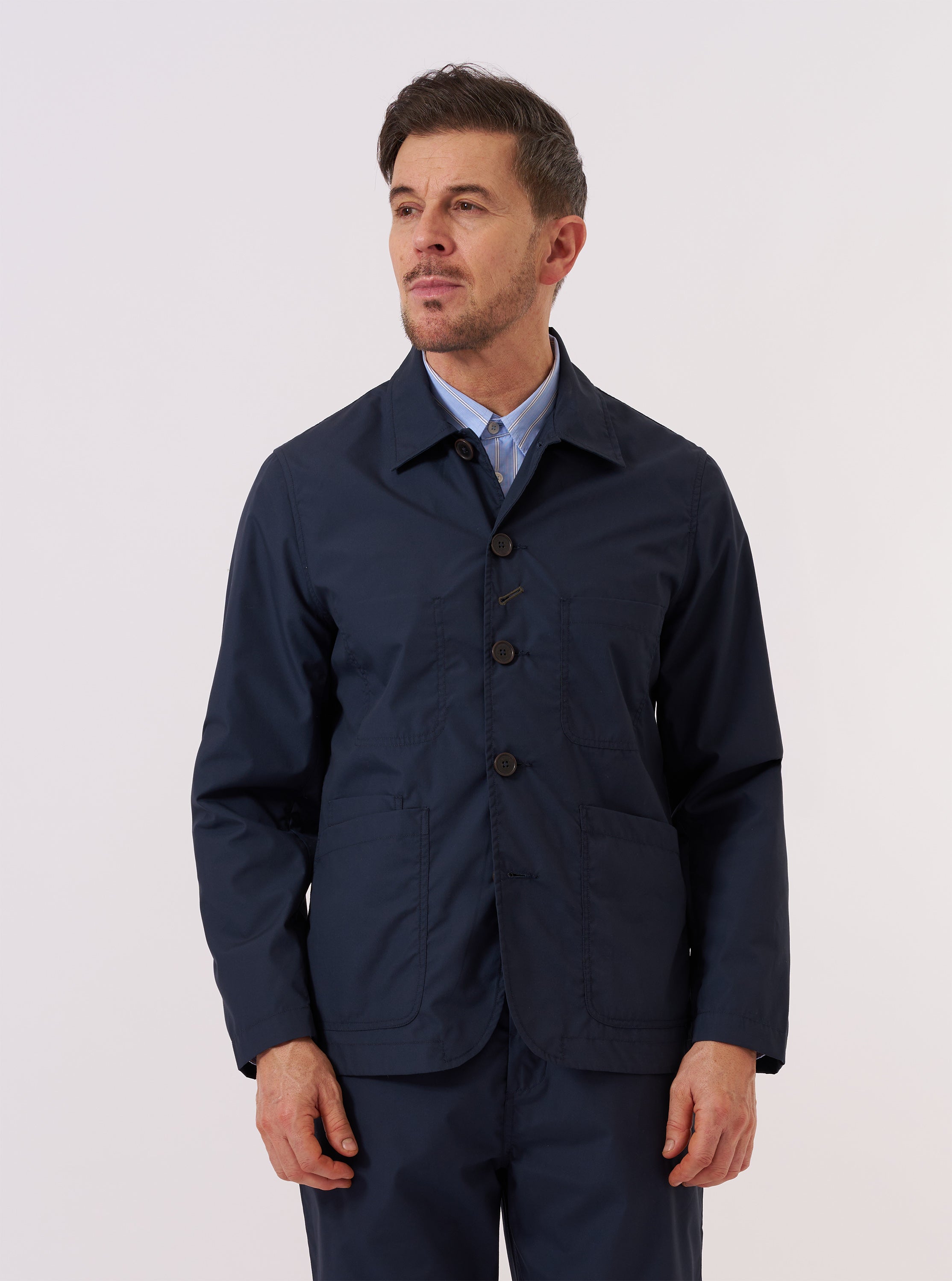 Men's Navy Recycled Poly Tech Bakers Jacket – Universal Works