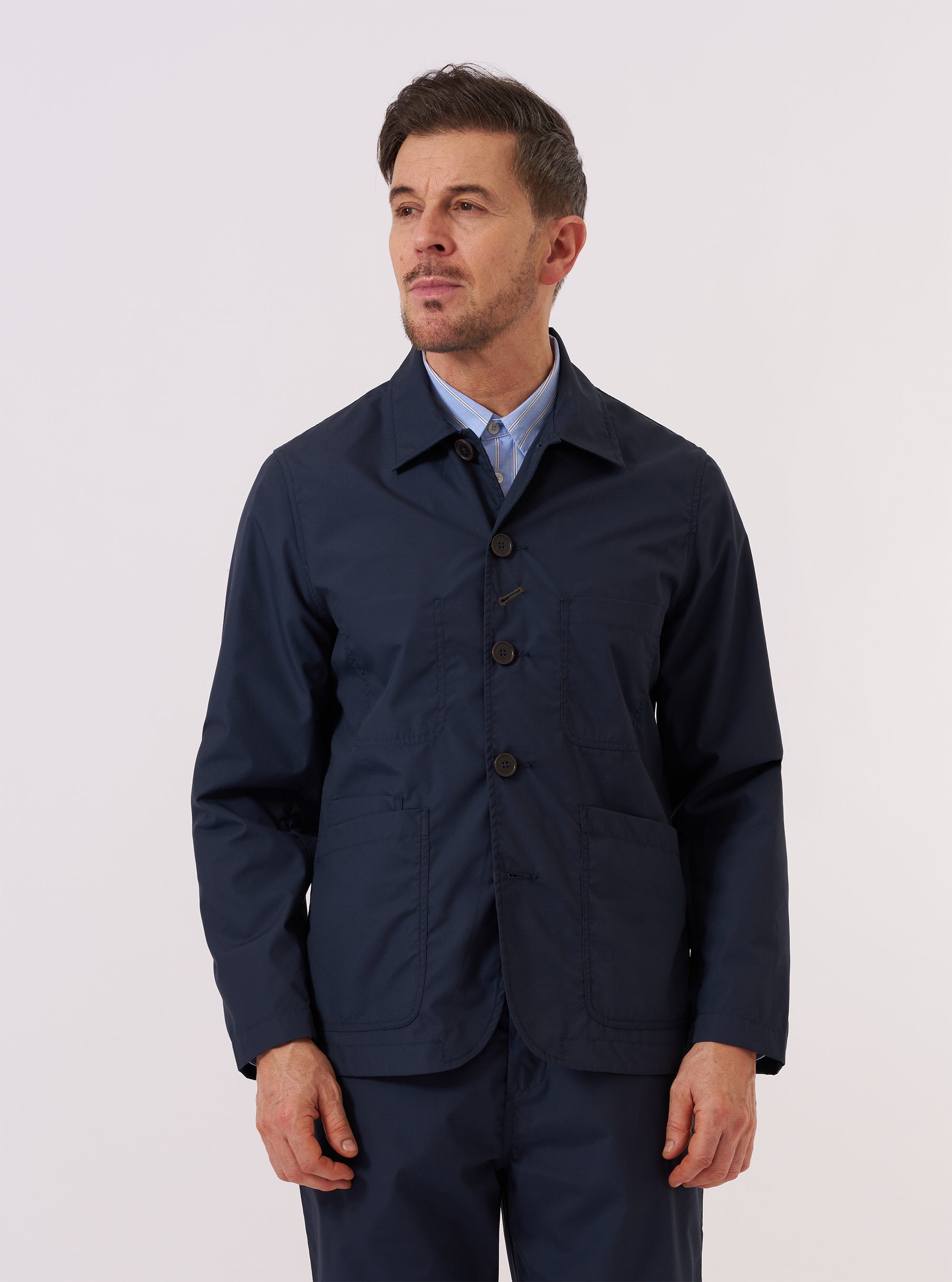 Navy Recycled Polytech Bakers Jacket