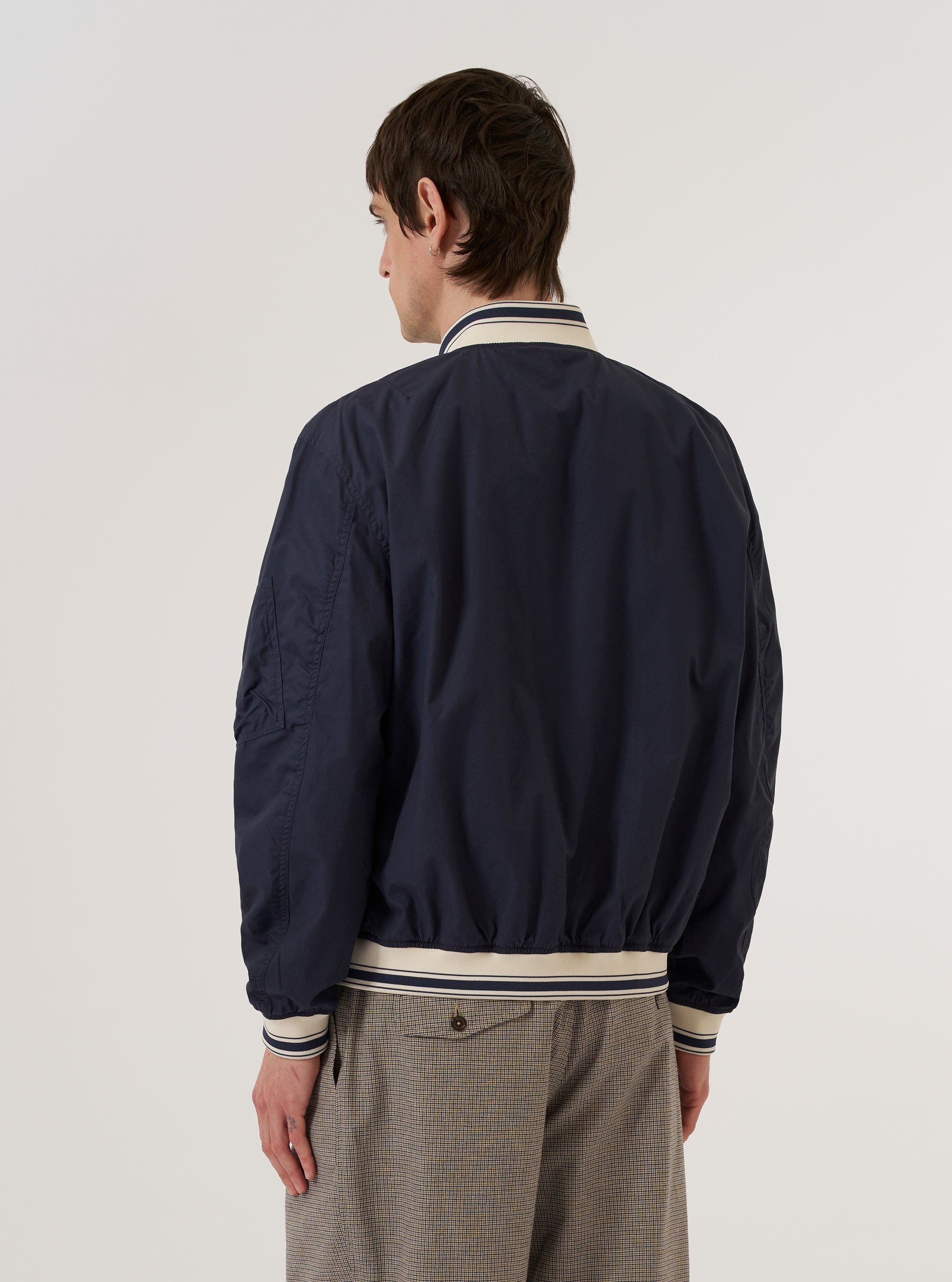 Men's Navy Peached Poplin NS Bomber Jacket – Universal Works