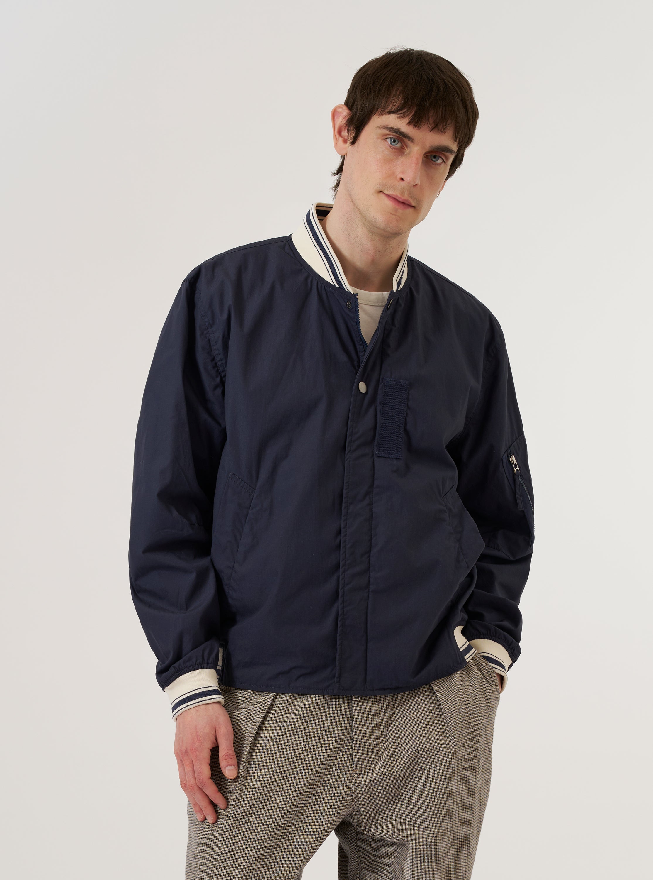 Men's Navy Peached Poplin NS Bomber Jacket – Universal Works
