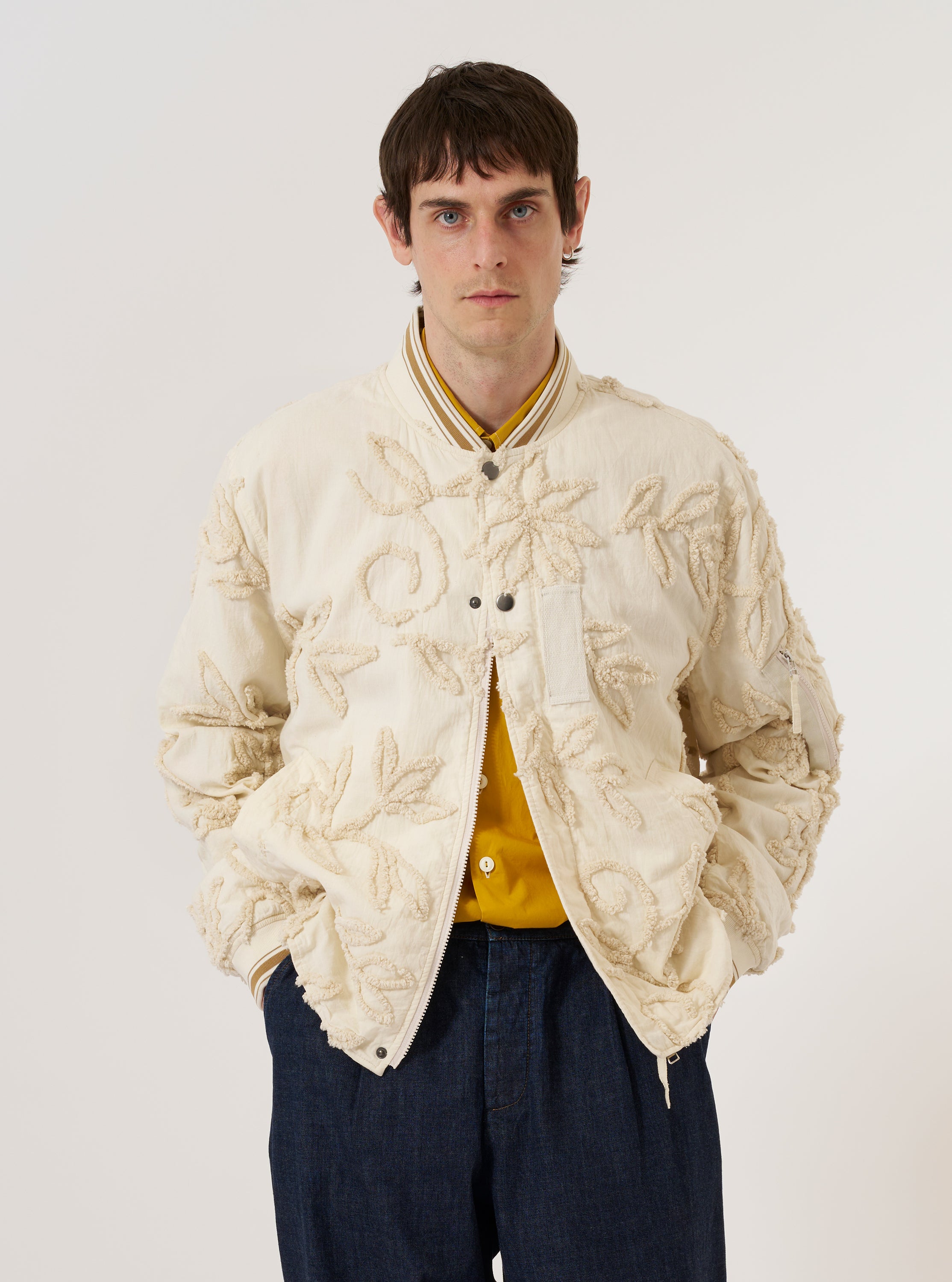 Men's Ecru 3D Flower NS Bomber Jacket – Universal Works