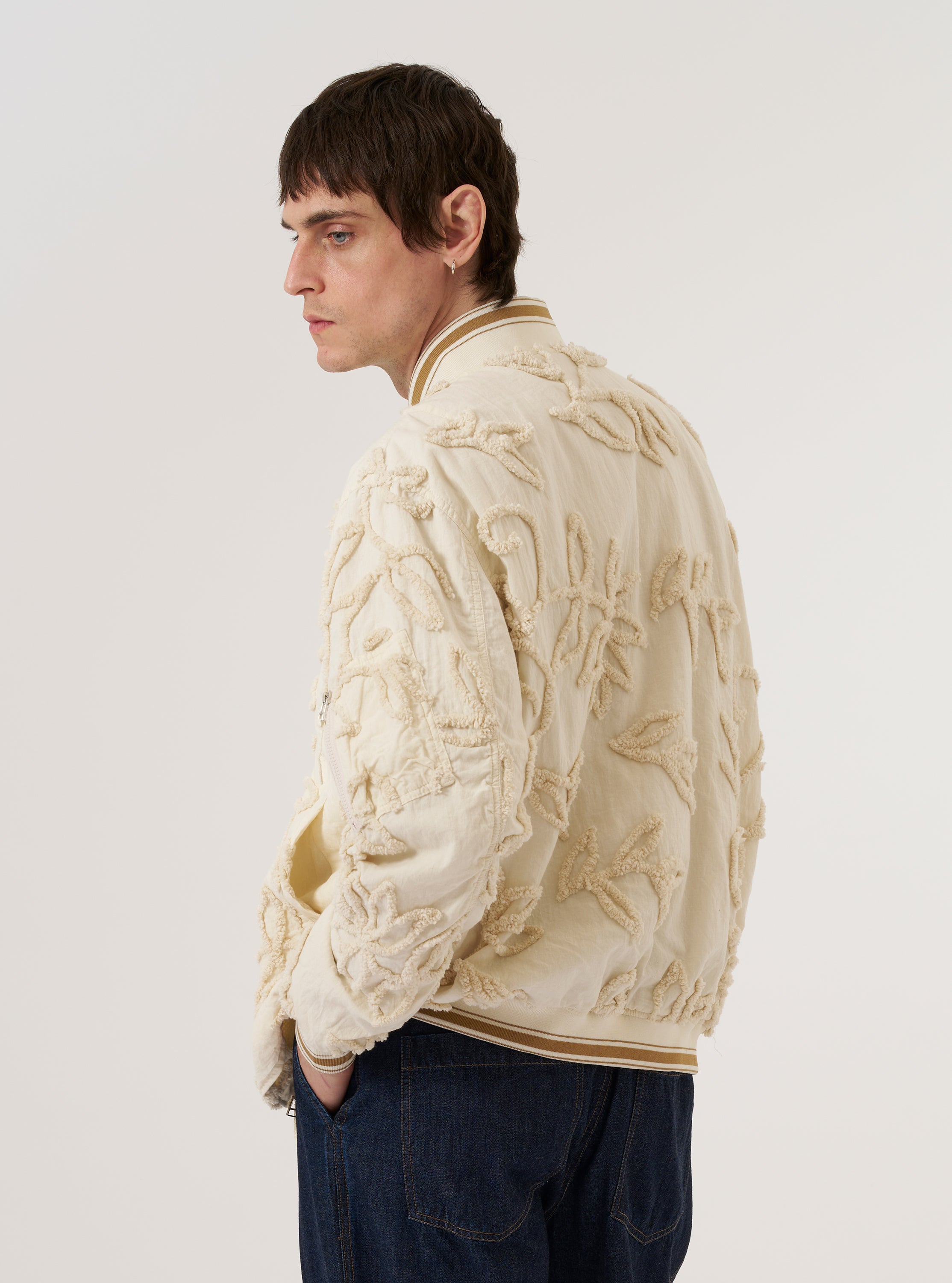 Men's Ecru 3D Flower NS Bomber Jacket – Universal Works