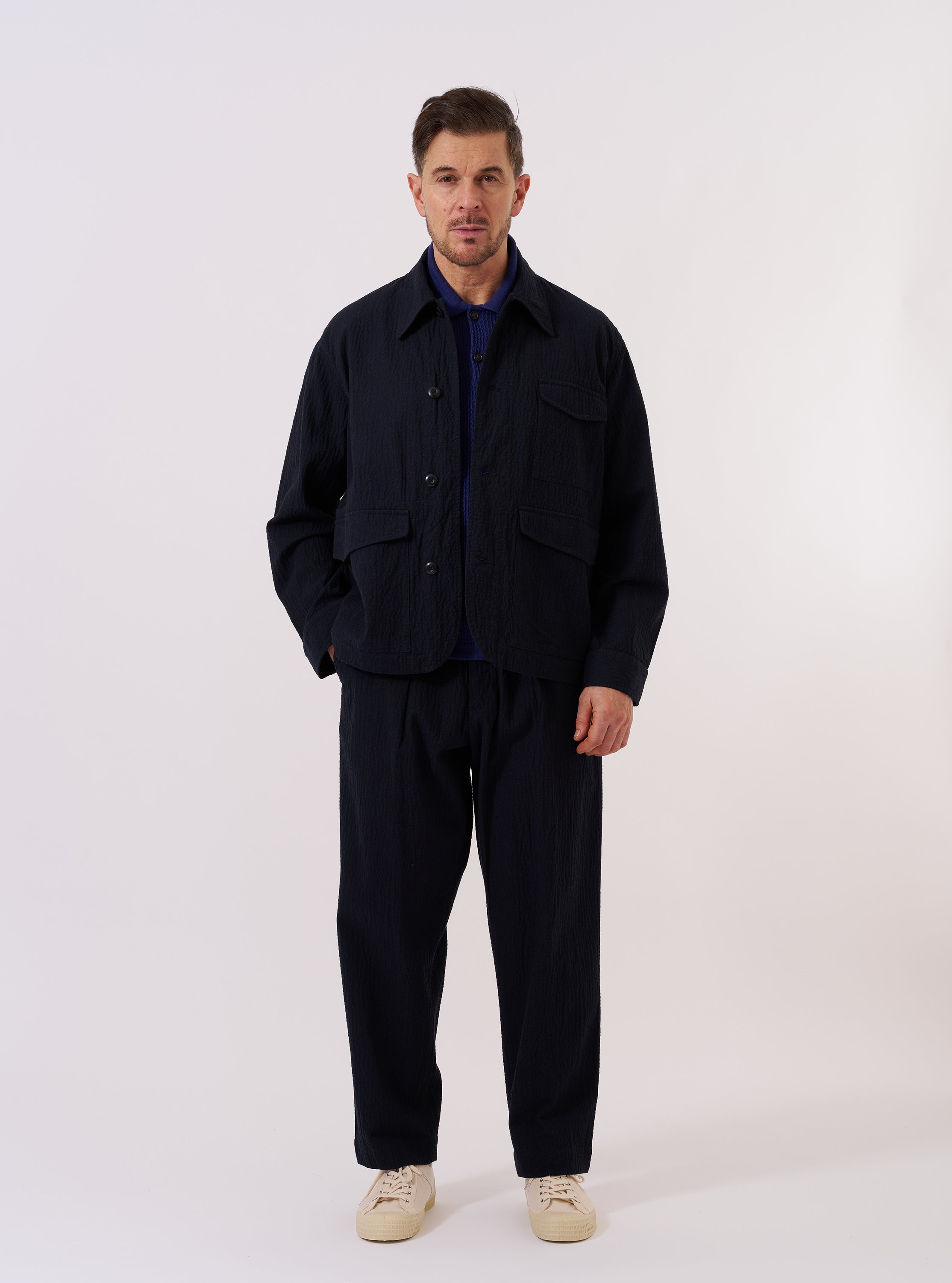 Men's Dark Navy Ospina Cotton Duty Jacket – Universal Works