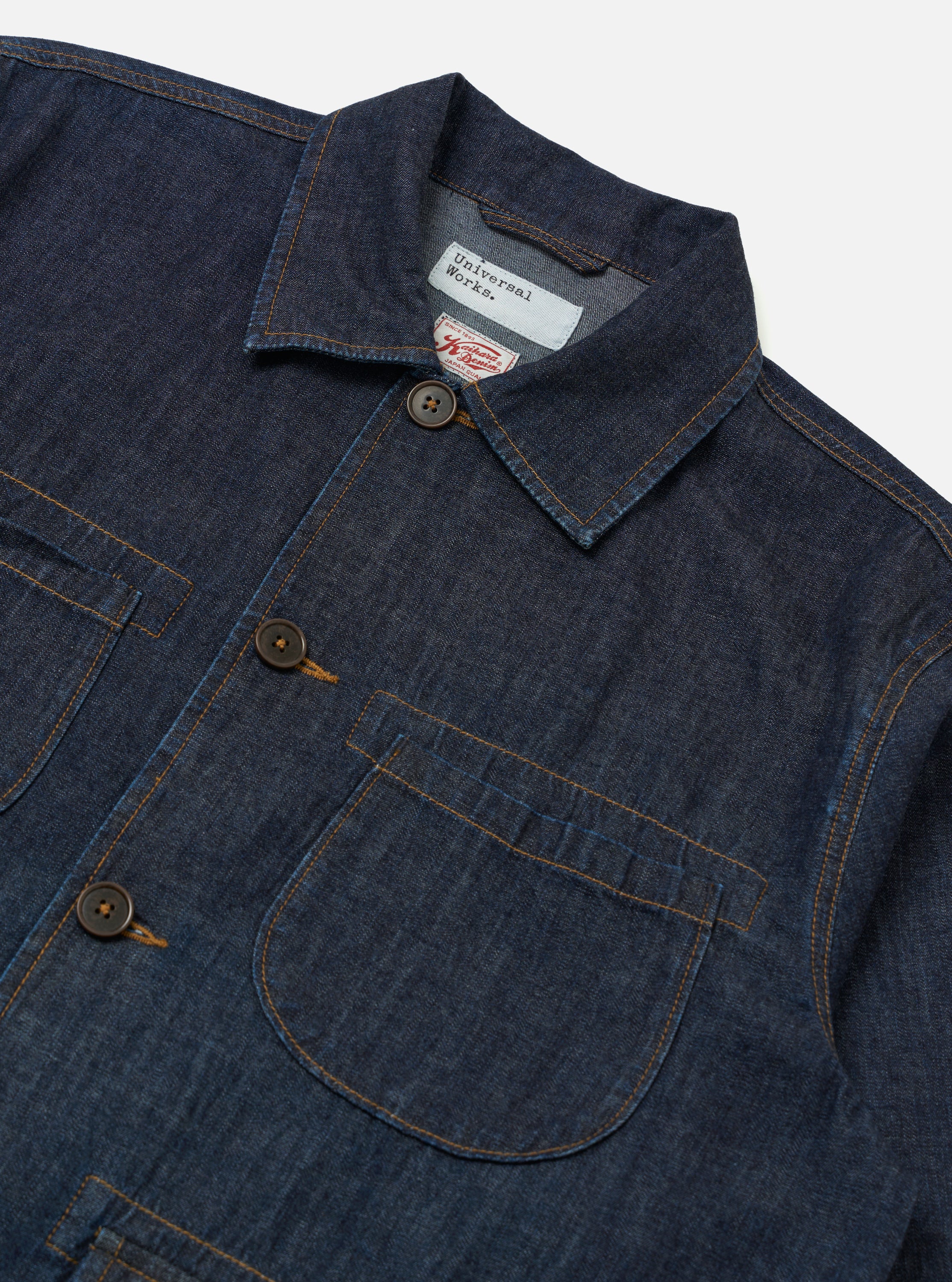 Men's Indigo Kaihara LT WT Denim Chore Jacket – Universal Works