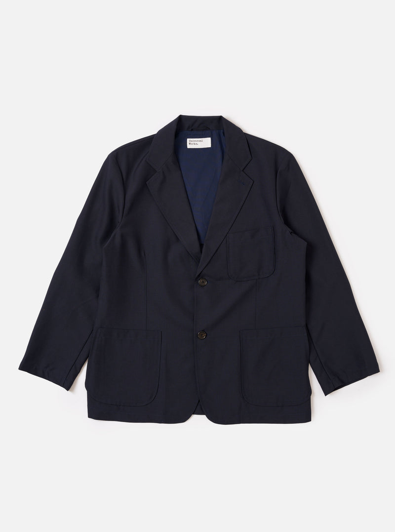 Navy Tropical Suiting Two Button Jacket