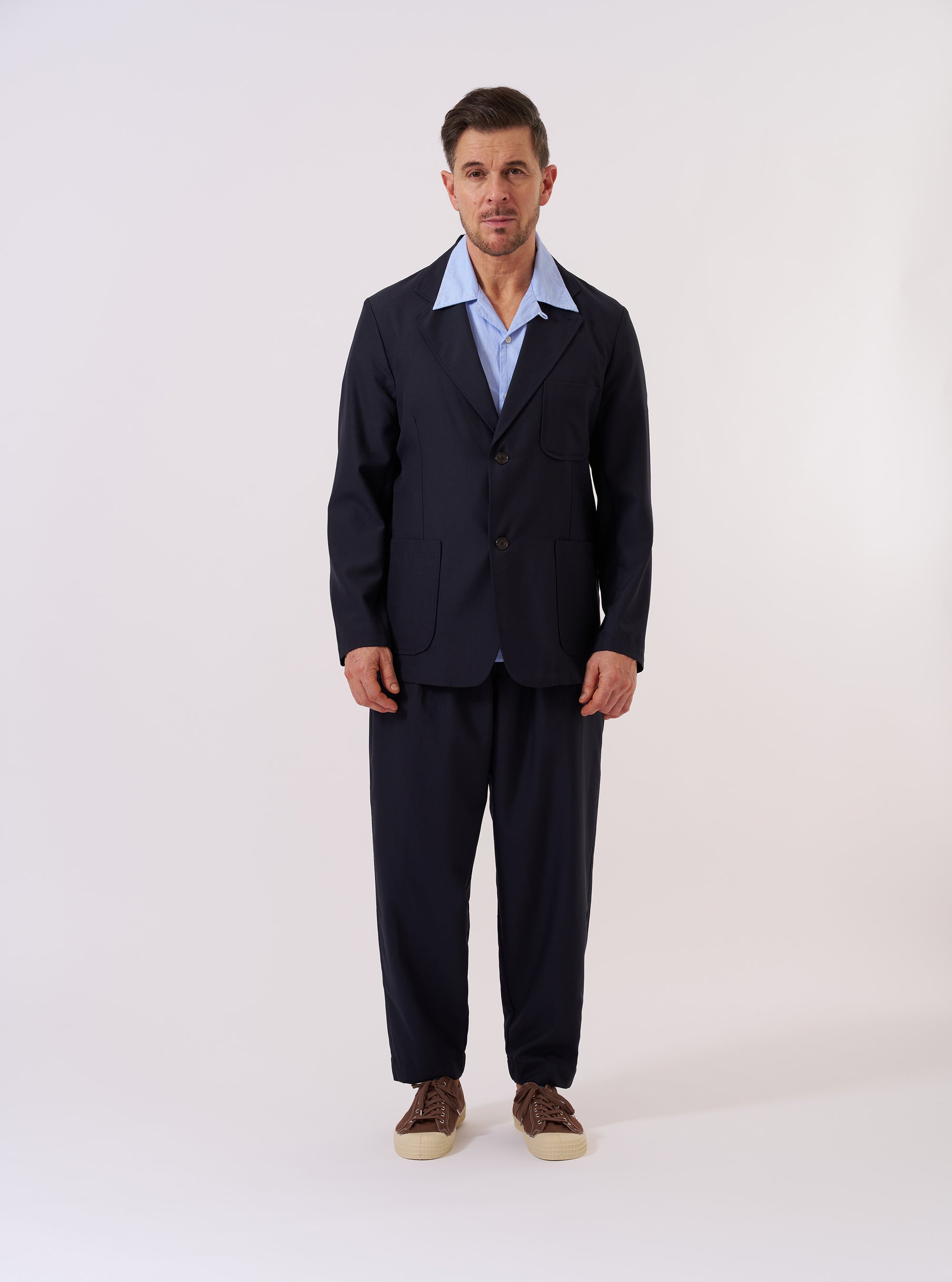Navy Tropical Suiting Two Button Jacket