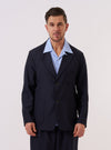 Navy Tropical Suiting Two Button Jacket