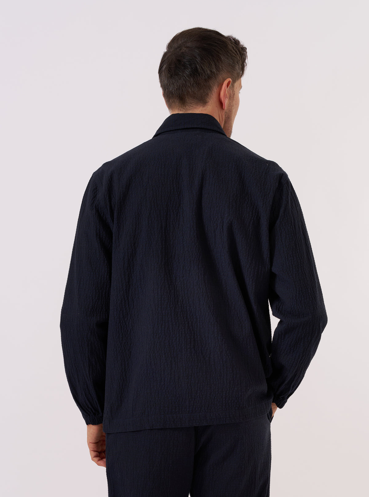 Dark Navy Ospina Cotton Two Button Jacket