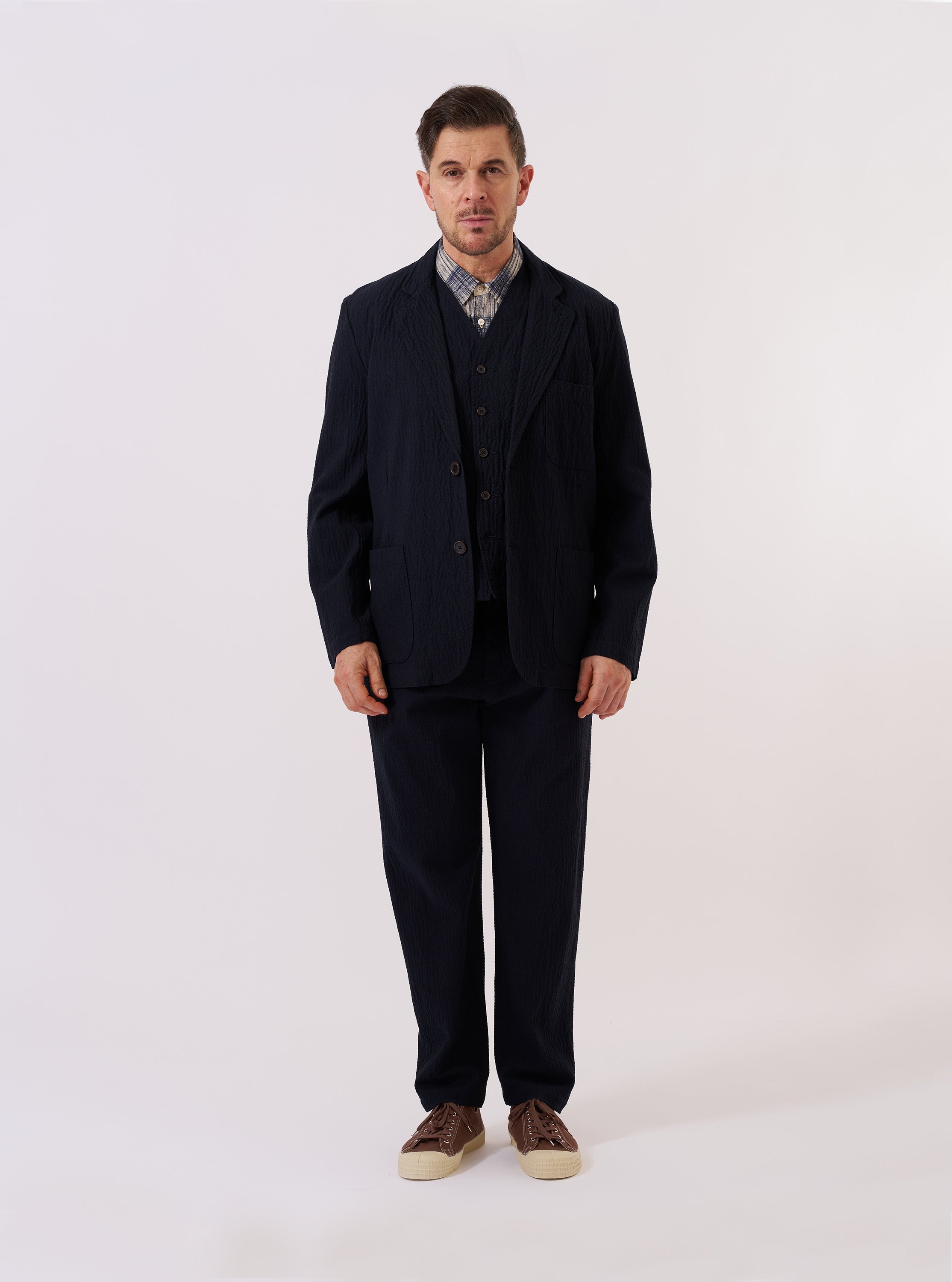スーツ KAJA SWITCHING JACKET SETUP ovy Men's Dark Navy Ospina Cotton Two Button Jacket – Universal Works