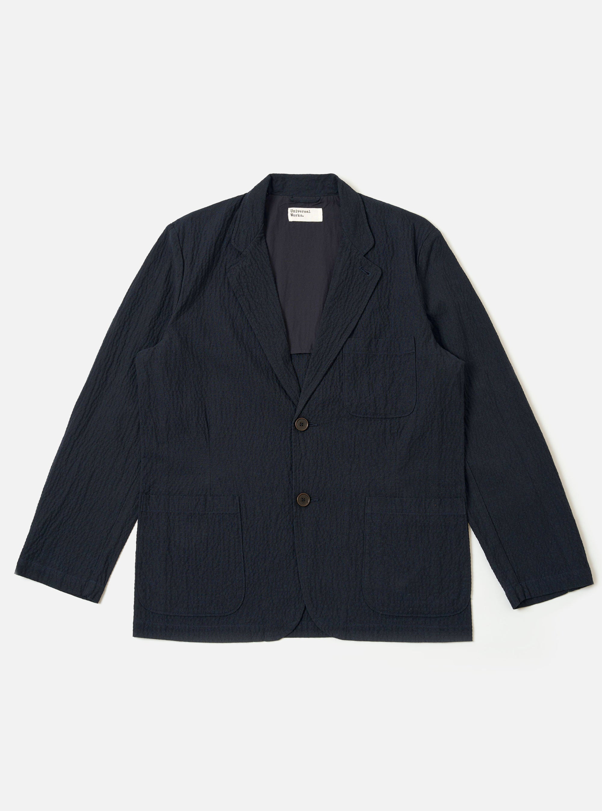Dark Navy Ospina Cotton Two Button Jacket