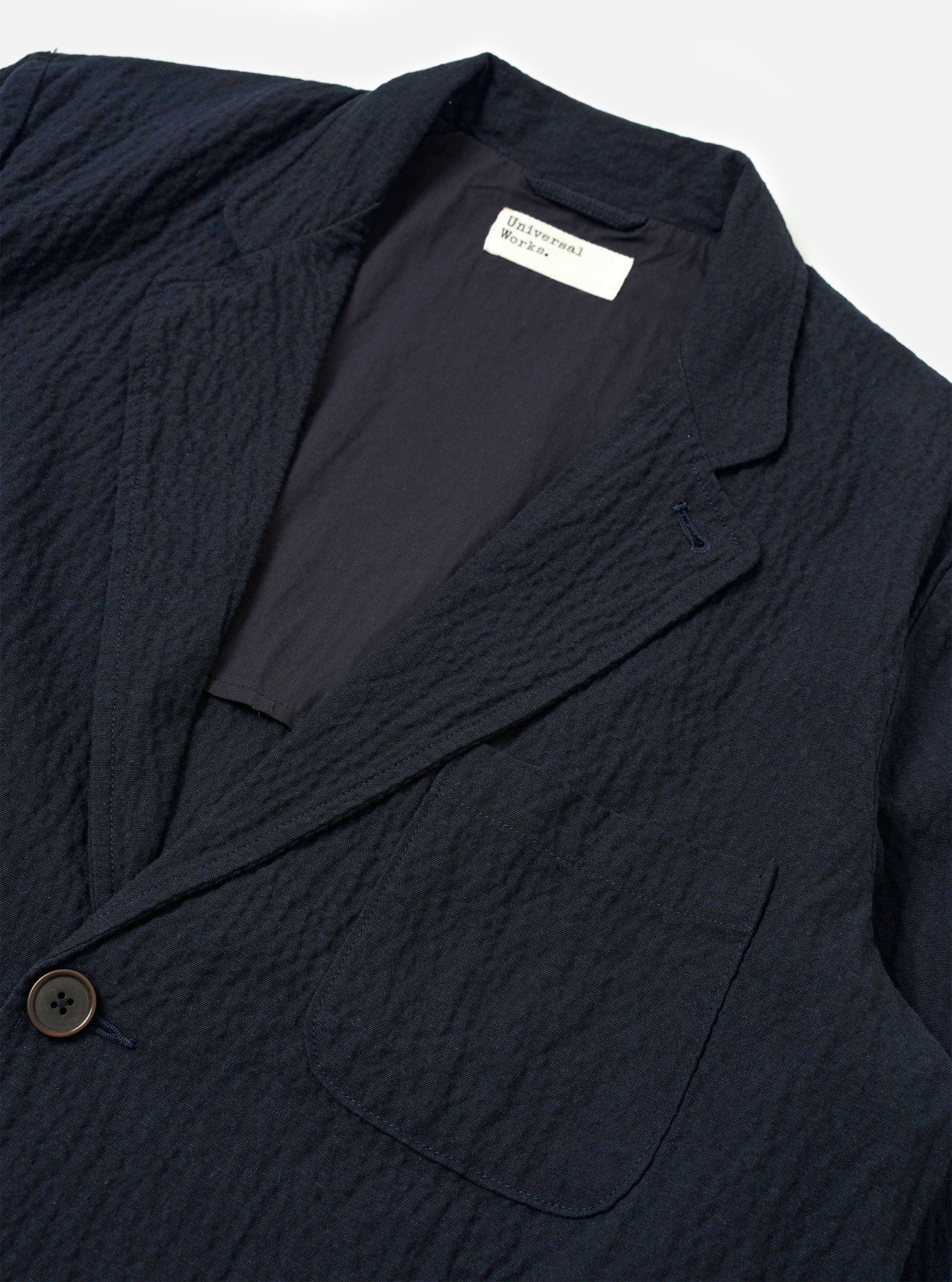 Men's Dark Navy Seersucker Two Button Suit Jacket – Universal Works
