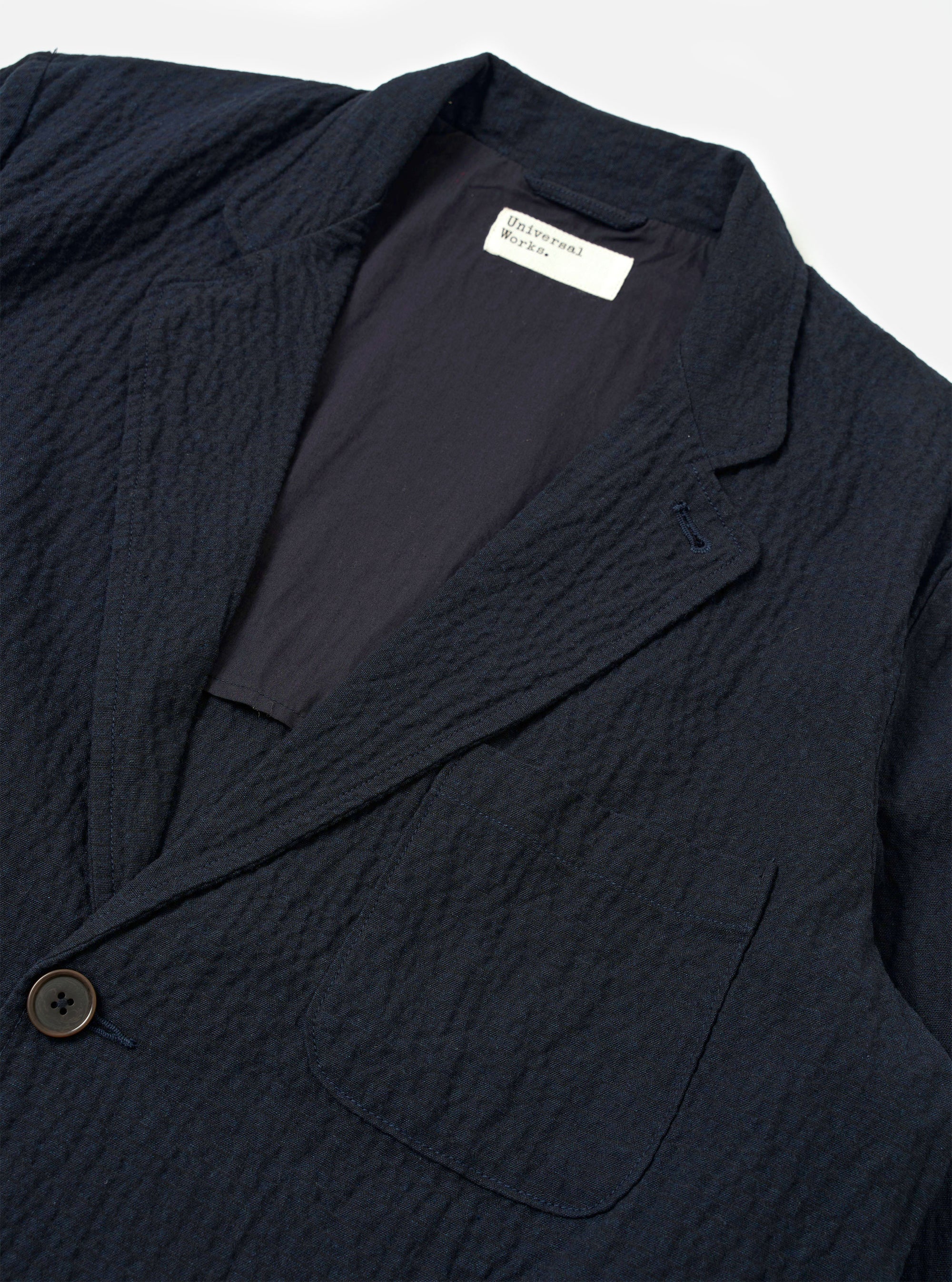 Dark Navy Ospina Cotton Two Button Jacket