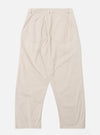 The Brown Kennedy Stripe Duke Pant is shown from the rear in a flat lay against a plain white background. The image highlights the two rear patch pockets, one with a button-down flap, and the elasticated waistband. The fabric features a distinct vertical brown and white stripe pattern.