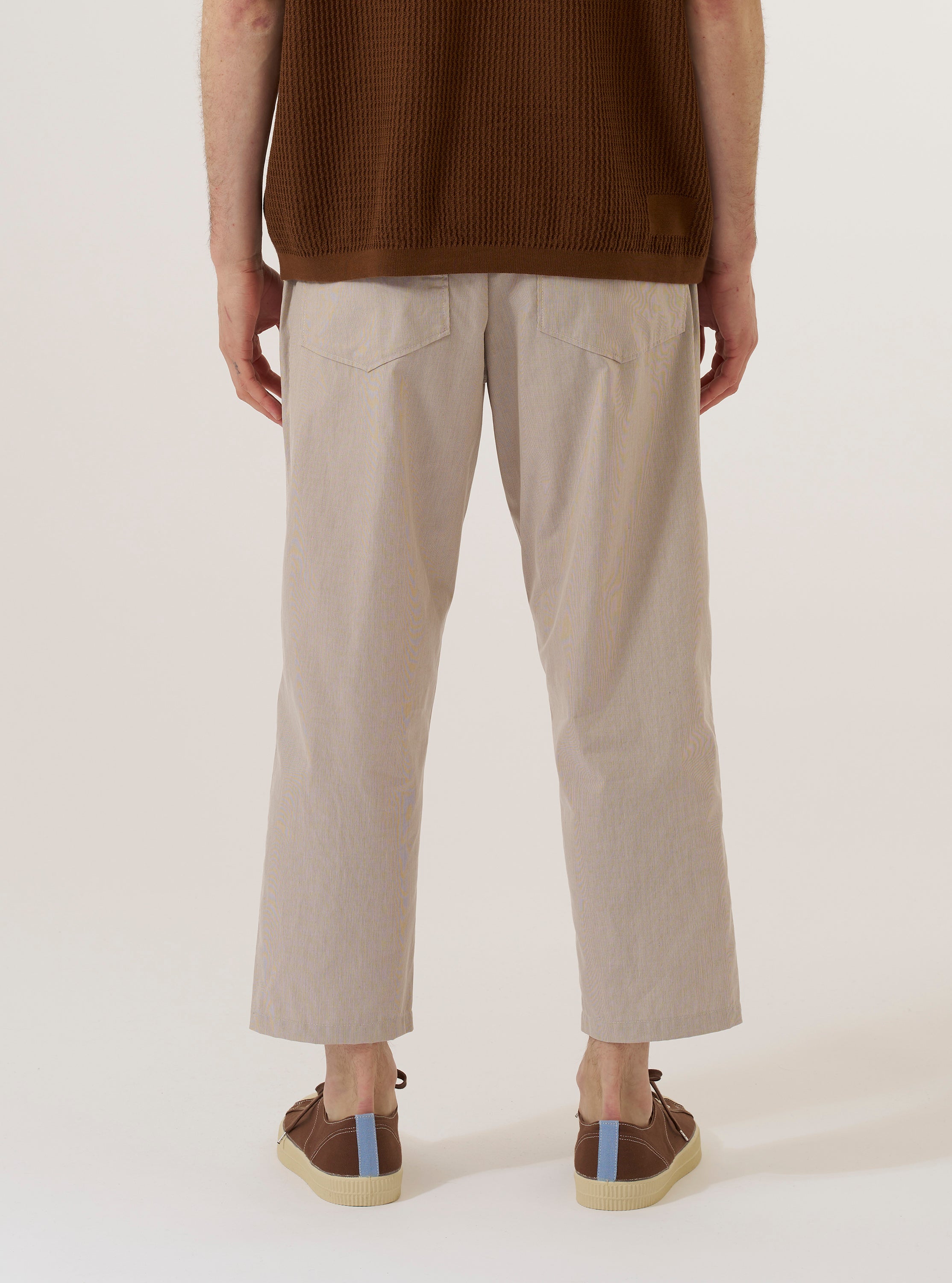 Men's Brown Striped Hi Water Cropped Leg Trouser – Universal Works