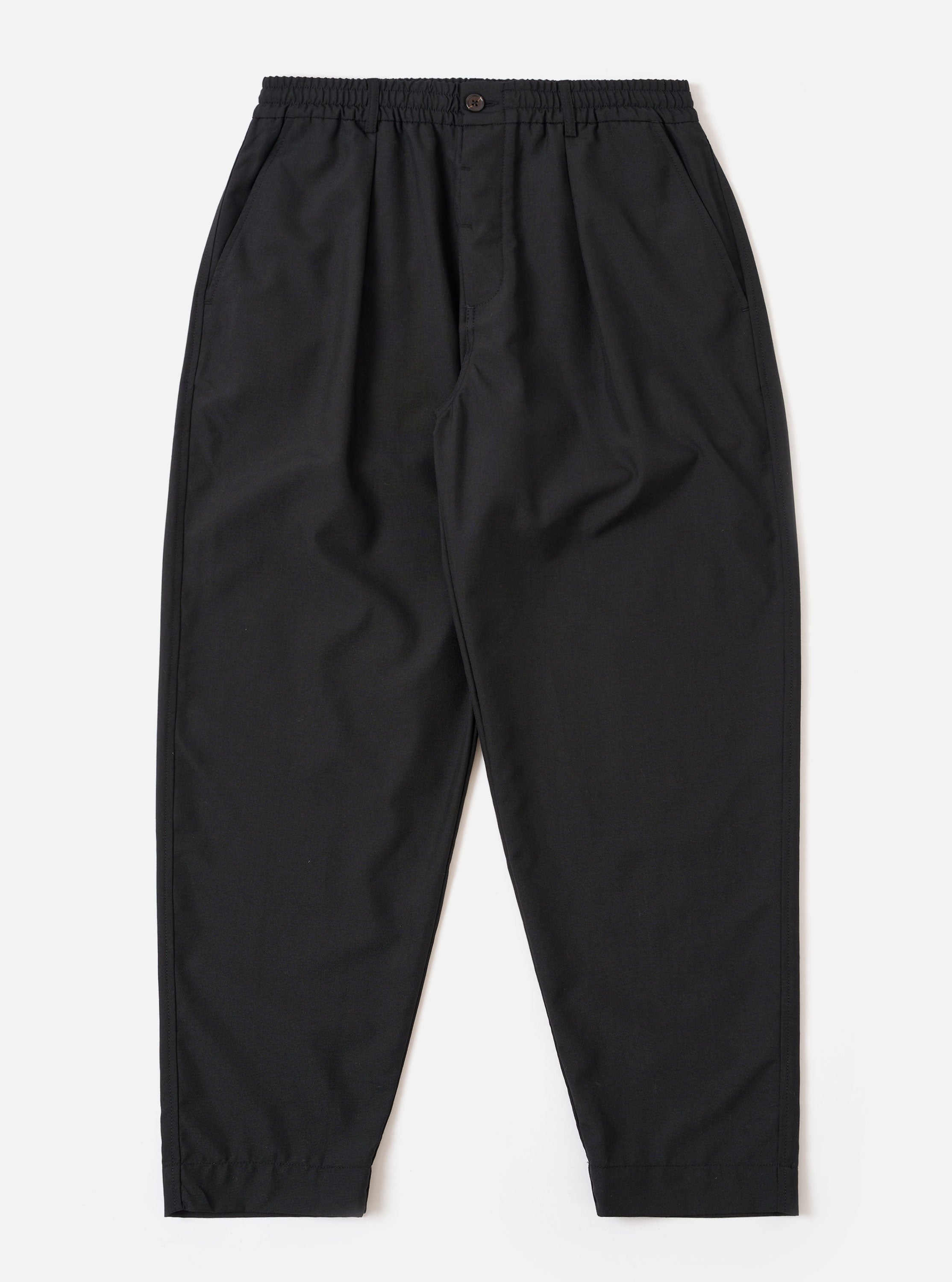 Men's Black Tropical Suiting Pleated Track Pant – Universal Works
