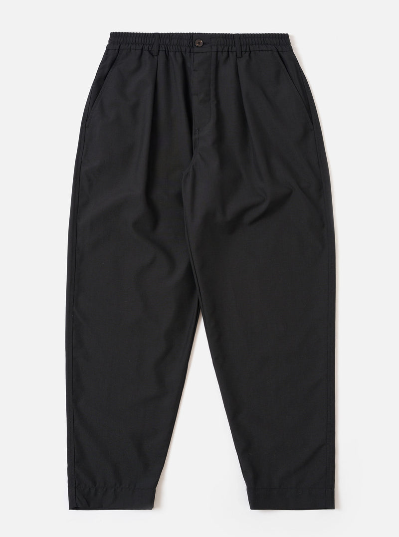 Black Tropical Suiting Pleated Track Pant