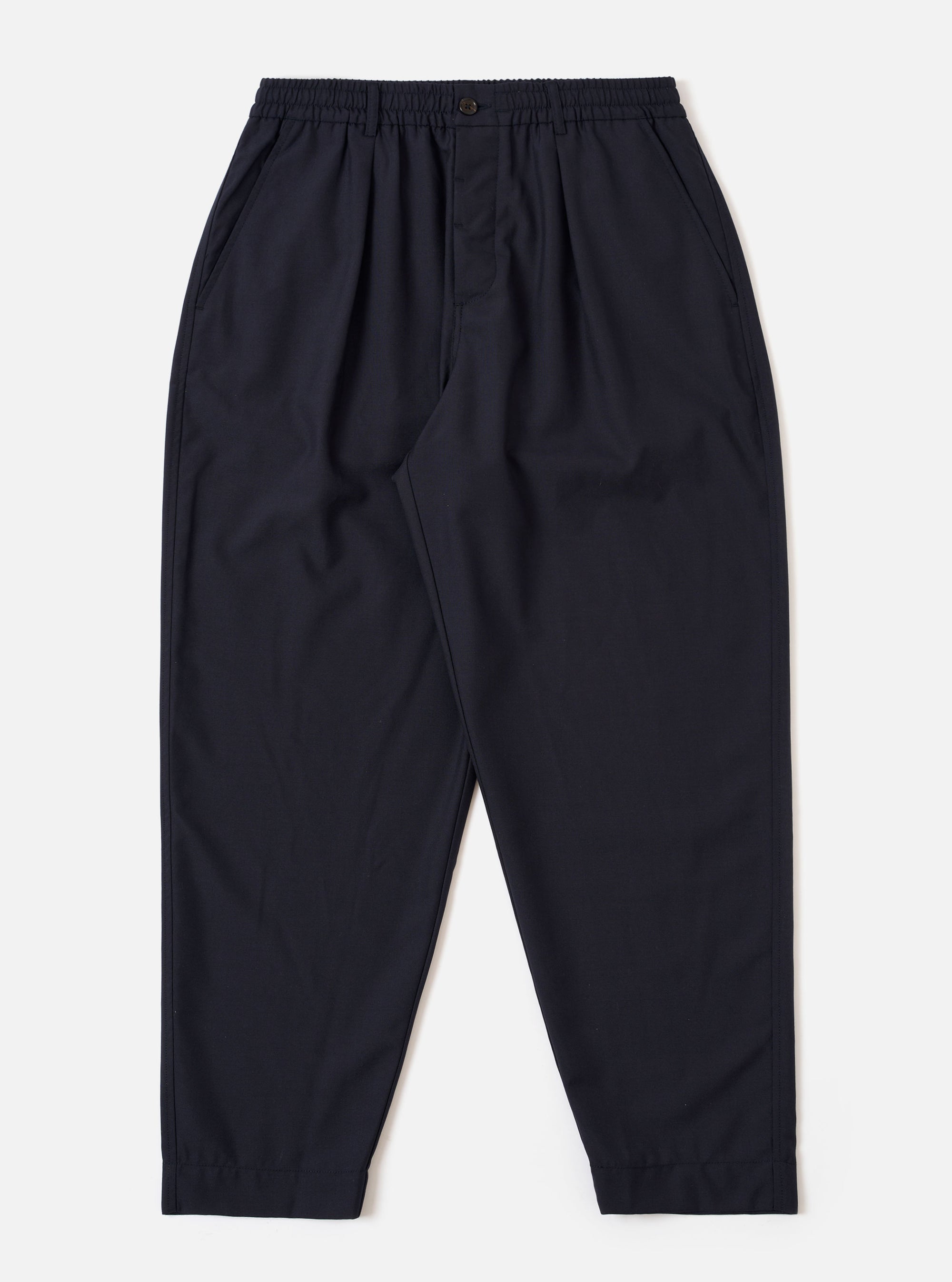 Navy Tropical Suiting Pleated Track Pant