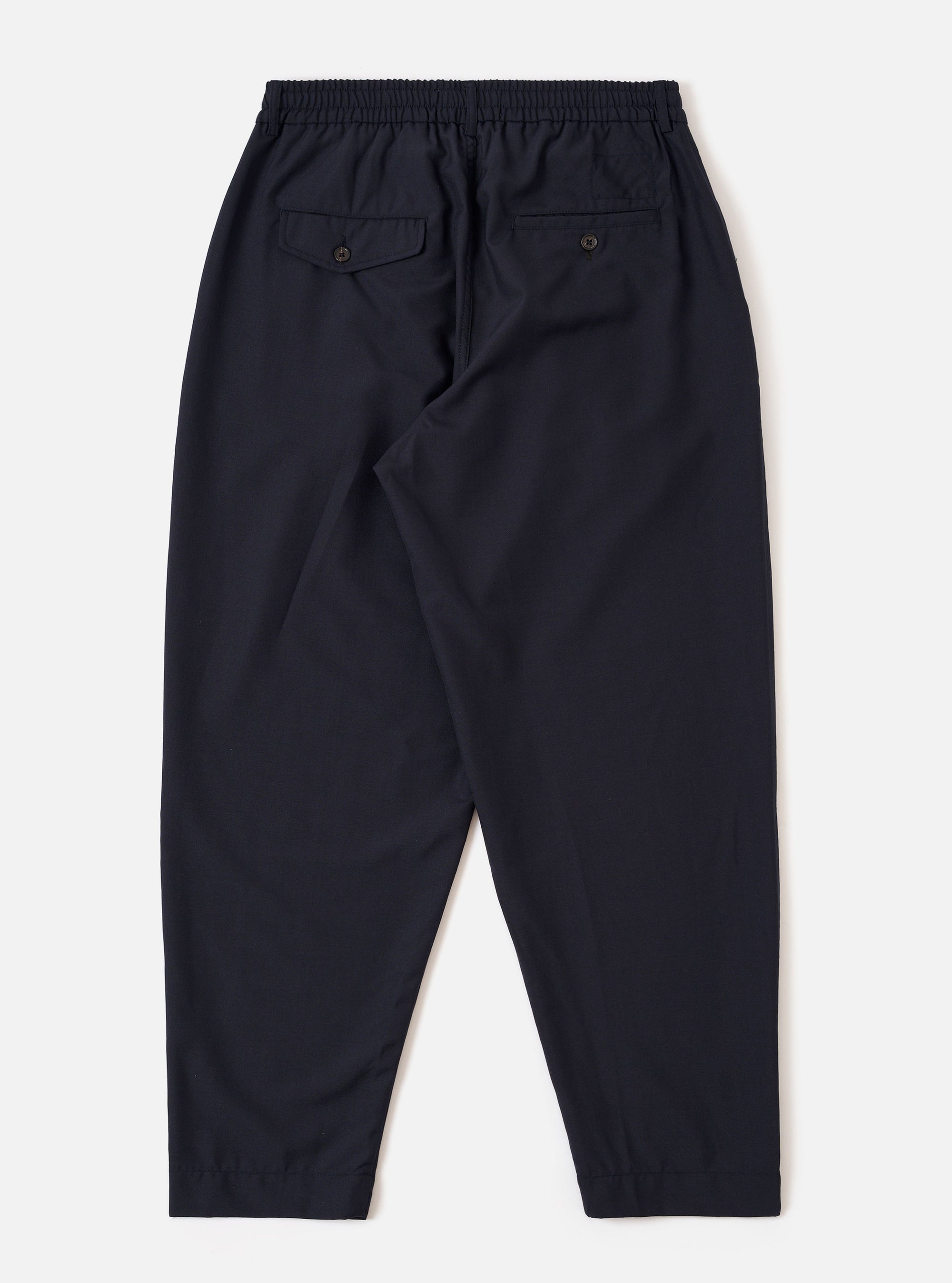 Navy Tropical Suiting Pleated Track Pant