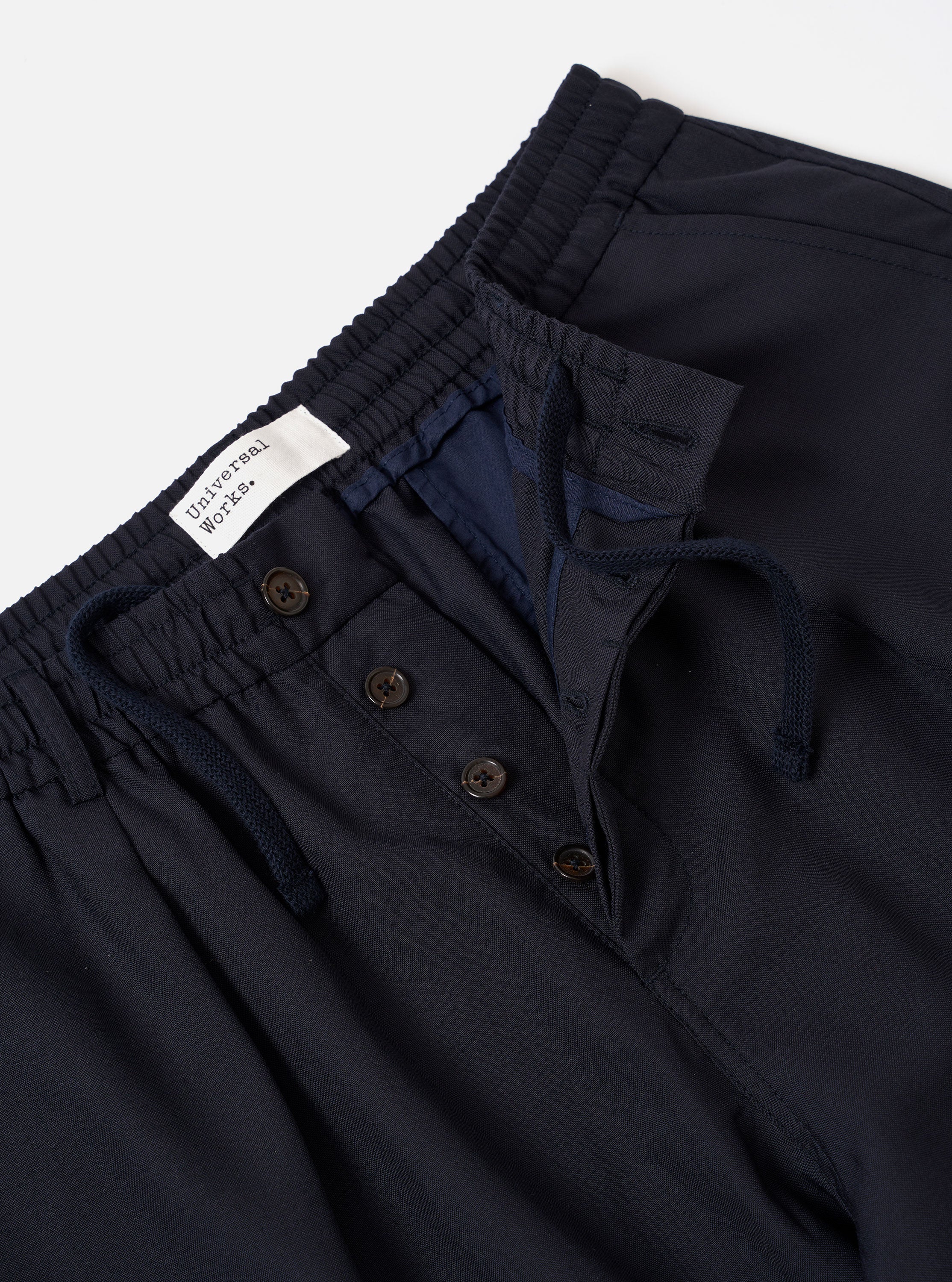 Men's Navy Tropical Suiting Pleated Track Pant – Universal Works