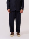 Navy Tropical Suiting Pleated Track Pant