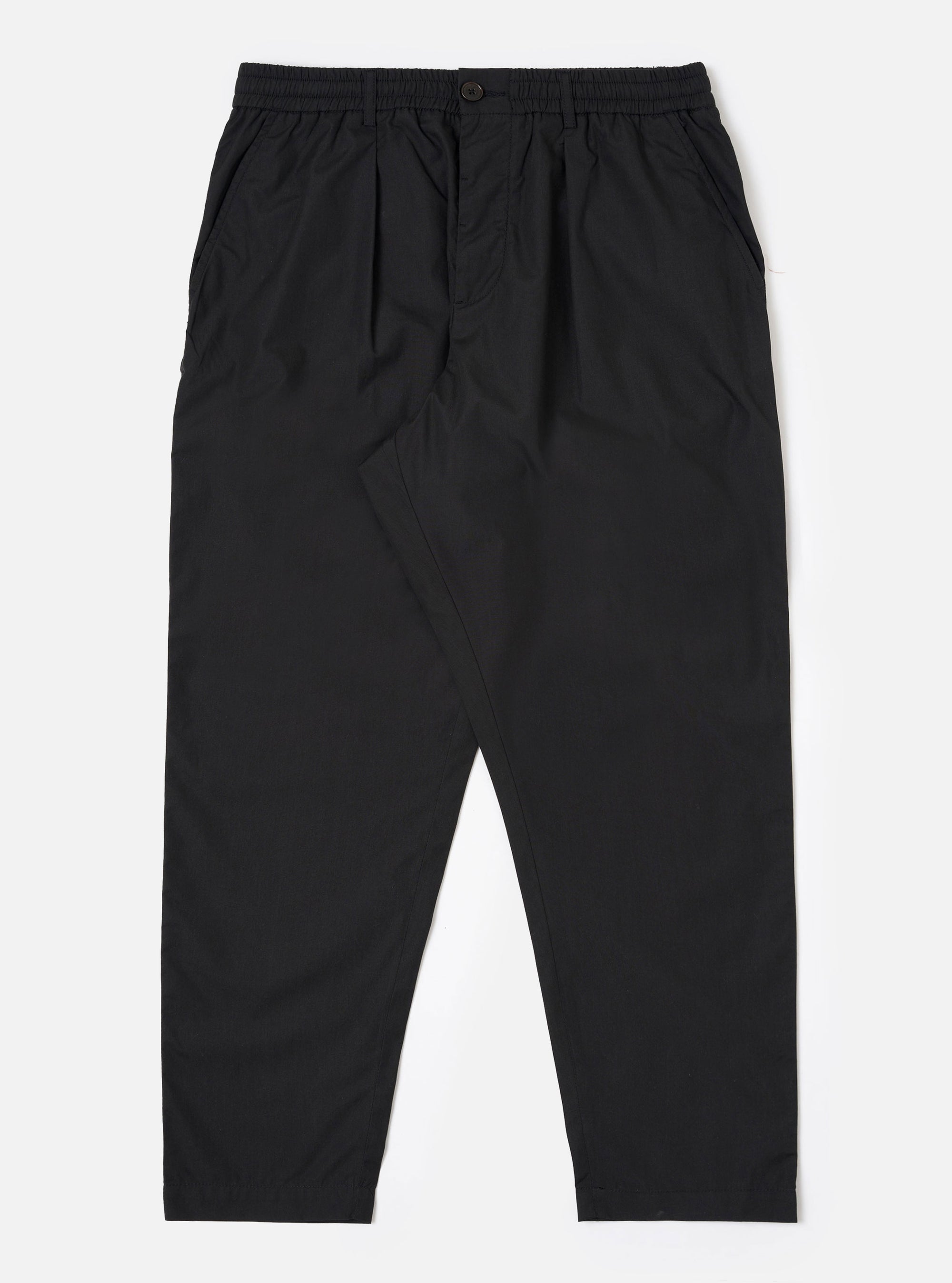 Black Recycled Polytech Pleated Track Pant