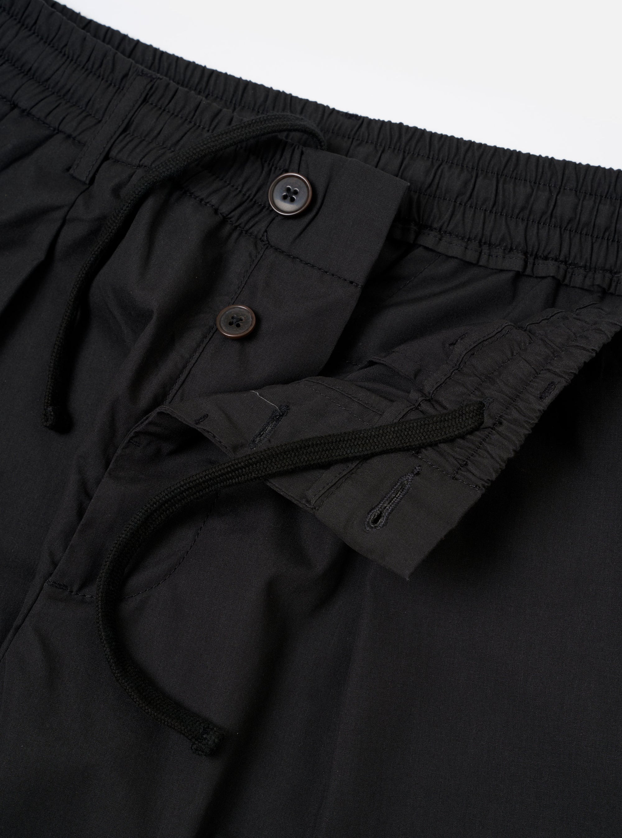 Black Recycled Polytech Pleated Track Pant
