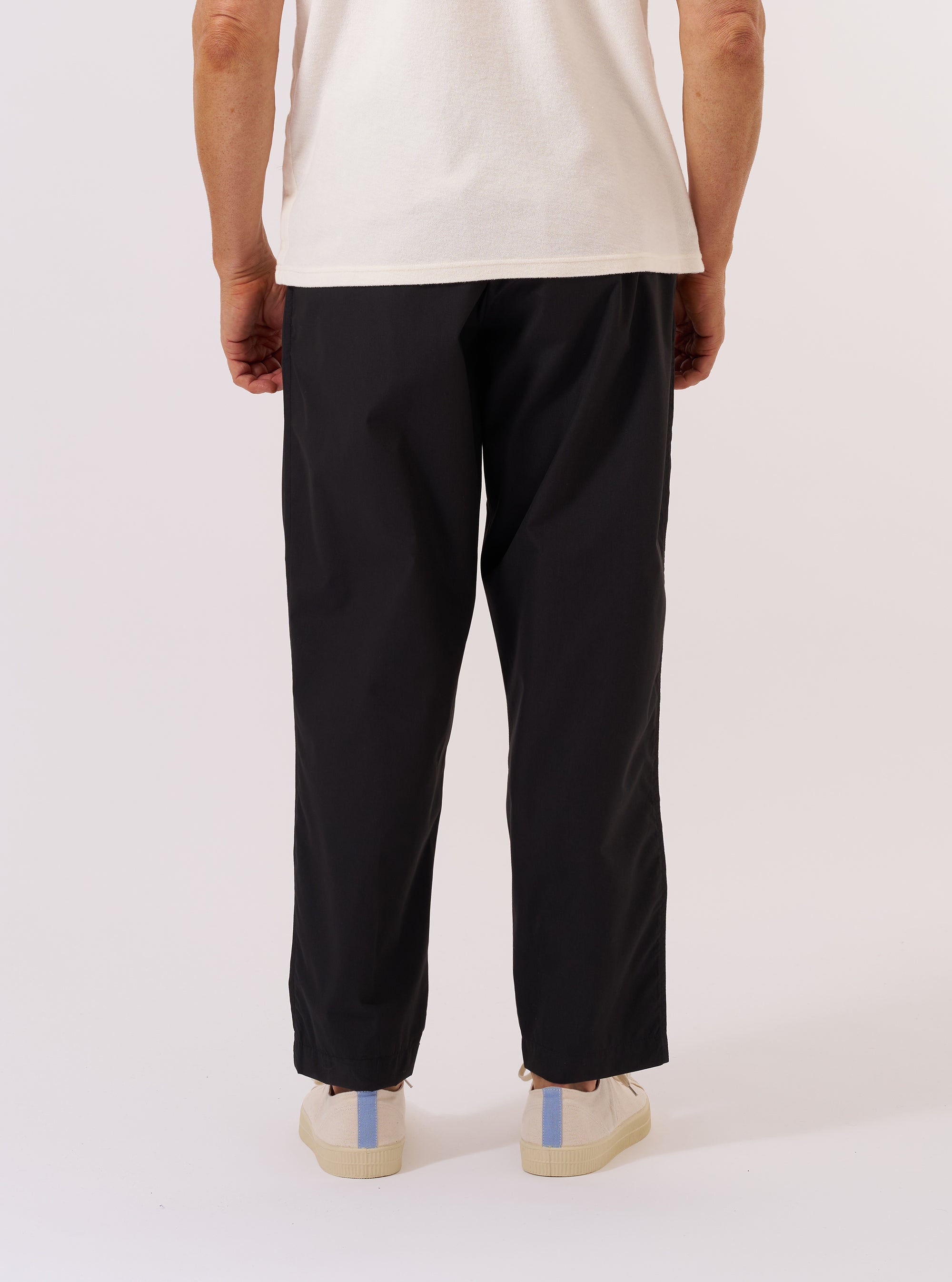 Black Recycled Polytech Pleated Track Pant