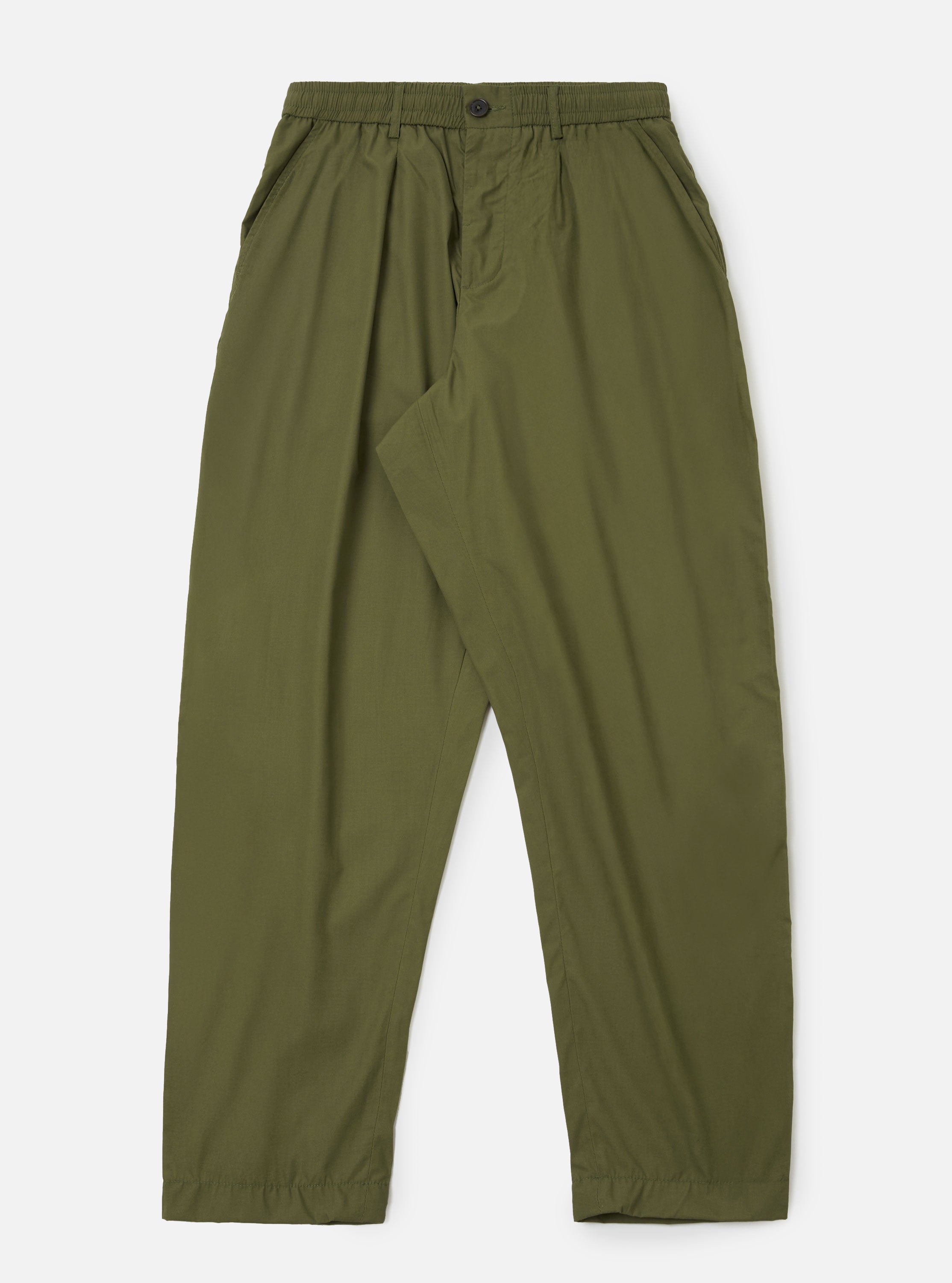 Men's Olive Recycled Poly Tech Pleated Track Pant – Universal Works