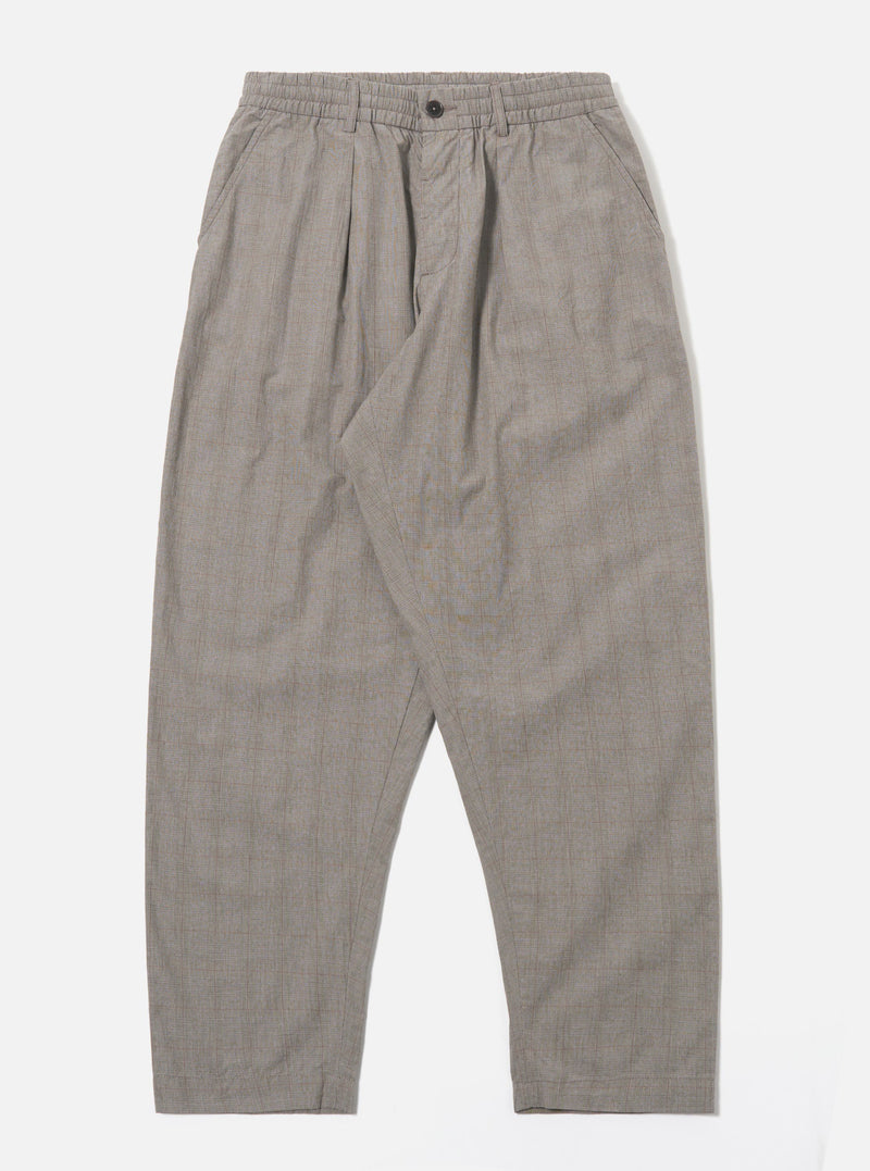 Grey Brown Wales Glen Check Pleated Track Pant