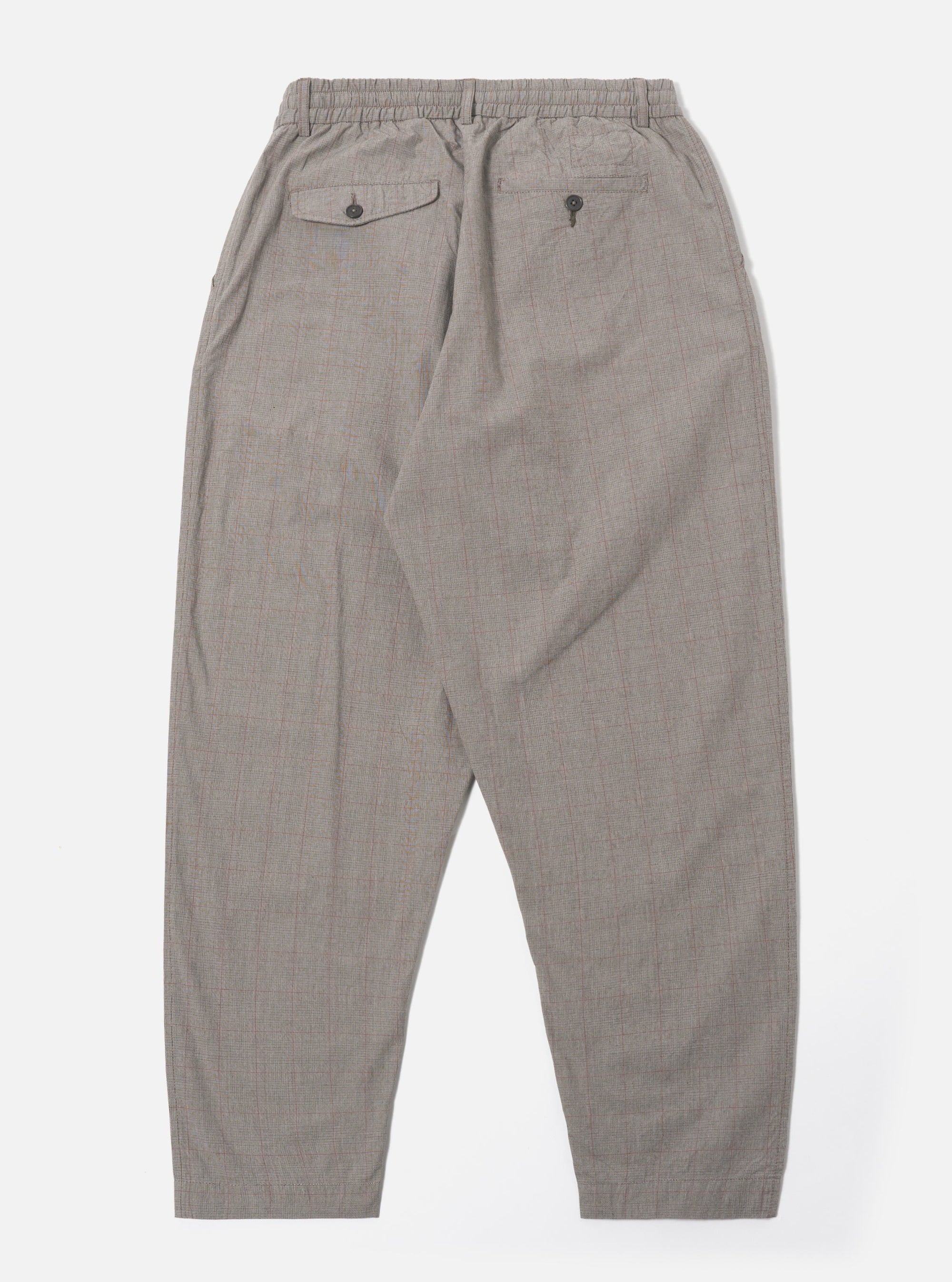 Grey Brown Wales Glen Check Pleated Track Pant