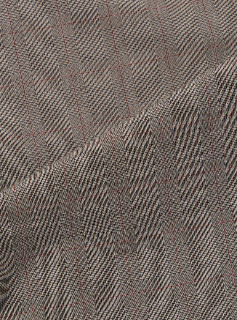 Grey Brown Wales Glen Check Pleated Track Pant