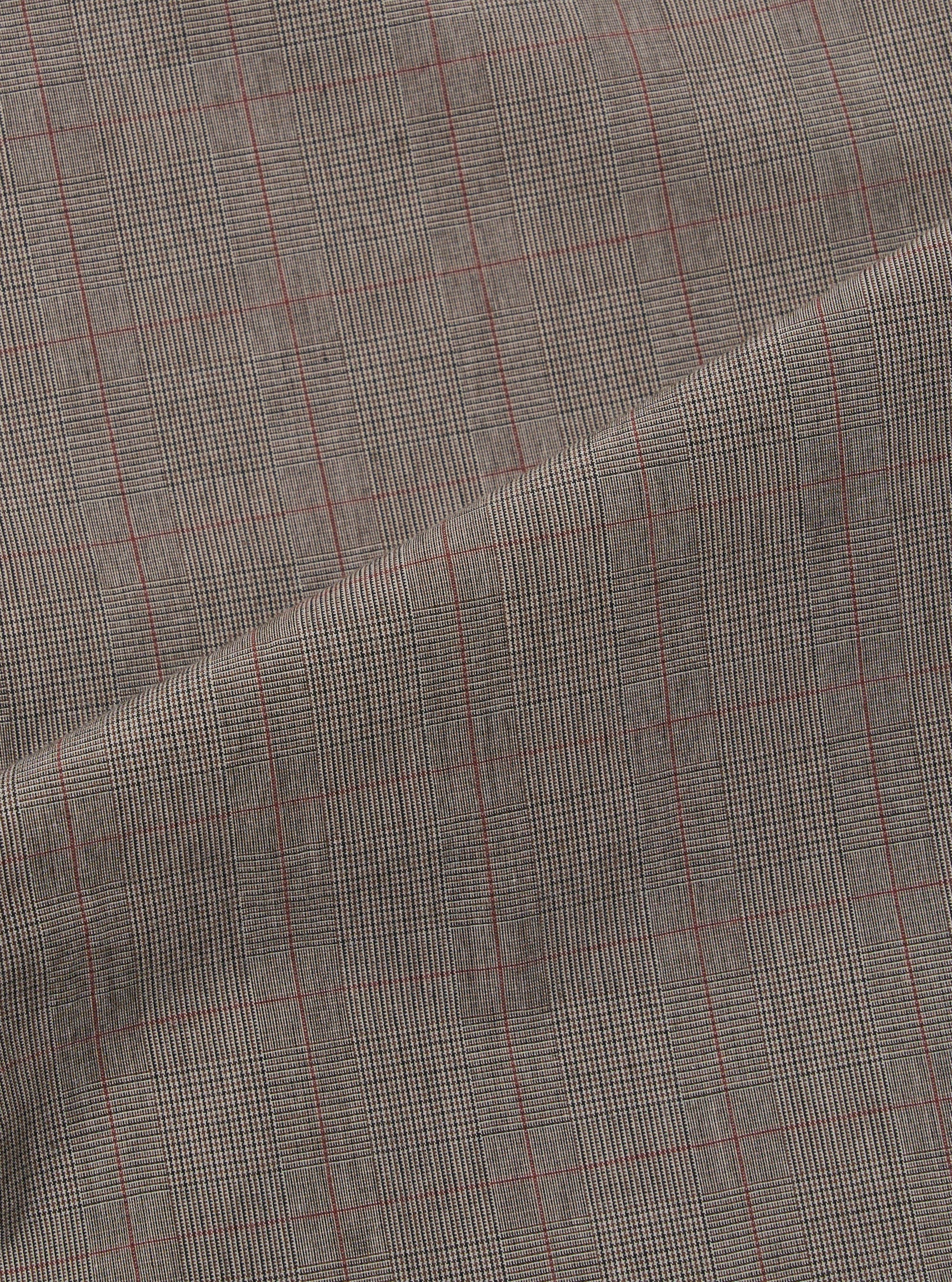 Grey Brown Wales Glen Check Pleated Track Pant