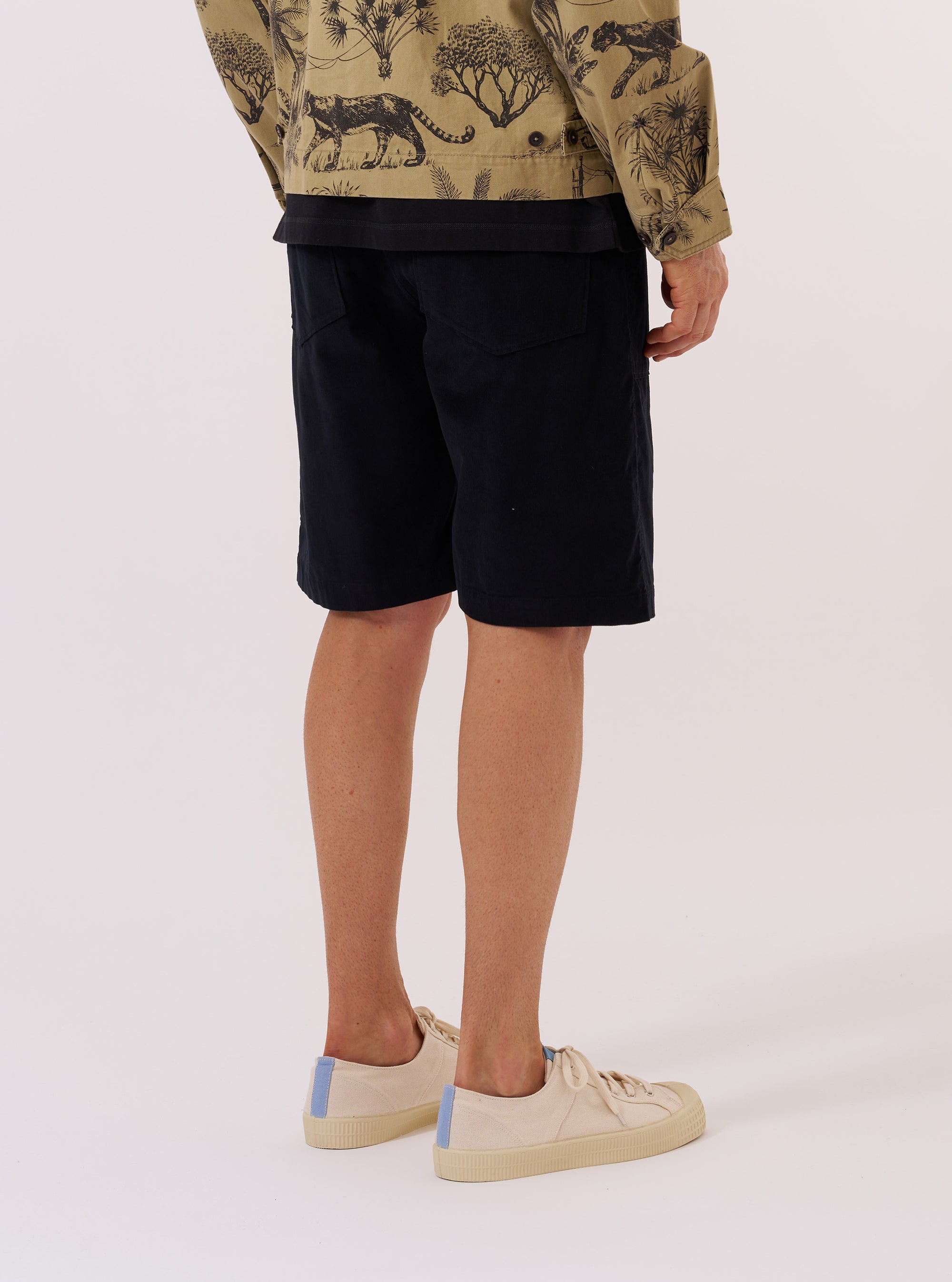 Black Organic Fine Cord Fatigue Short