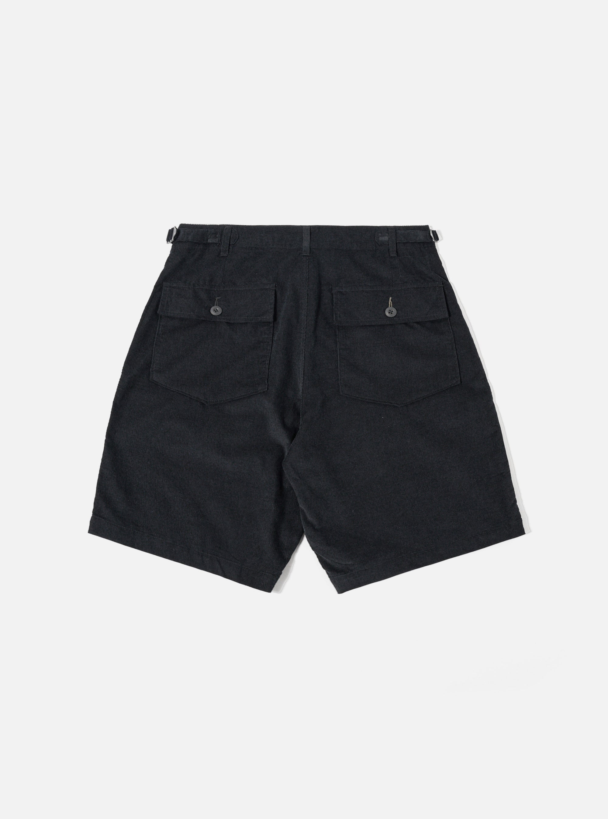 Black Organic Fine Cord Fatigue Short