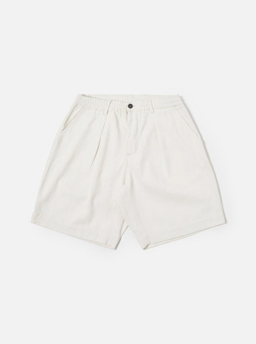 Ecru Slub Drill Pleated Track Short