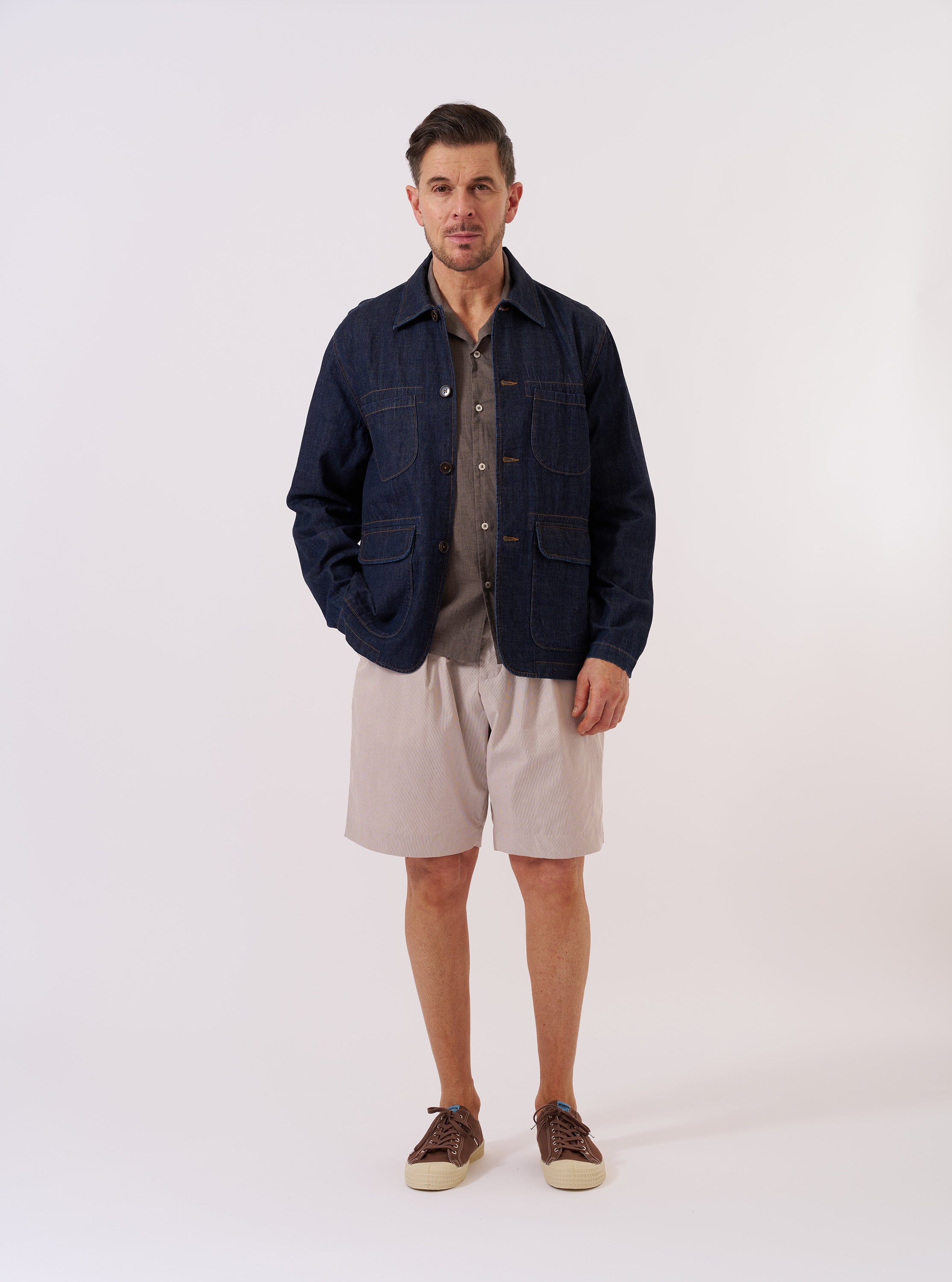 Men's Brown Kennedy Stripe Pleated Track Short – Universal Works