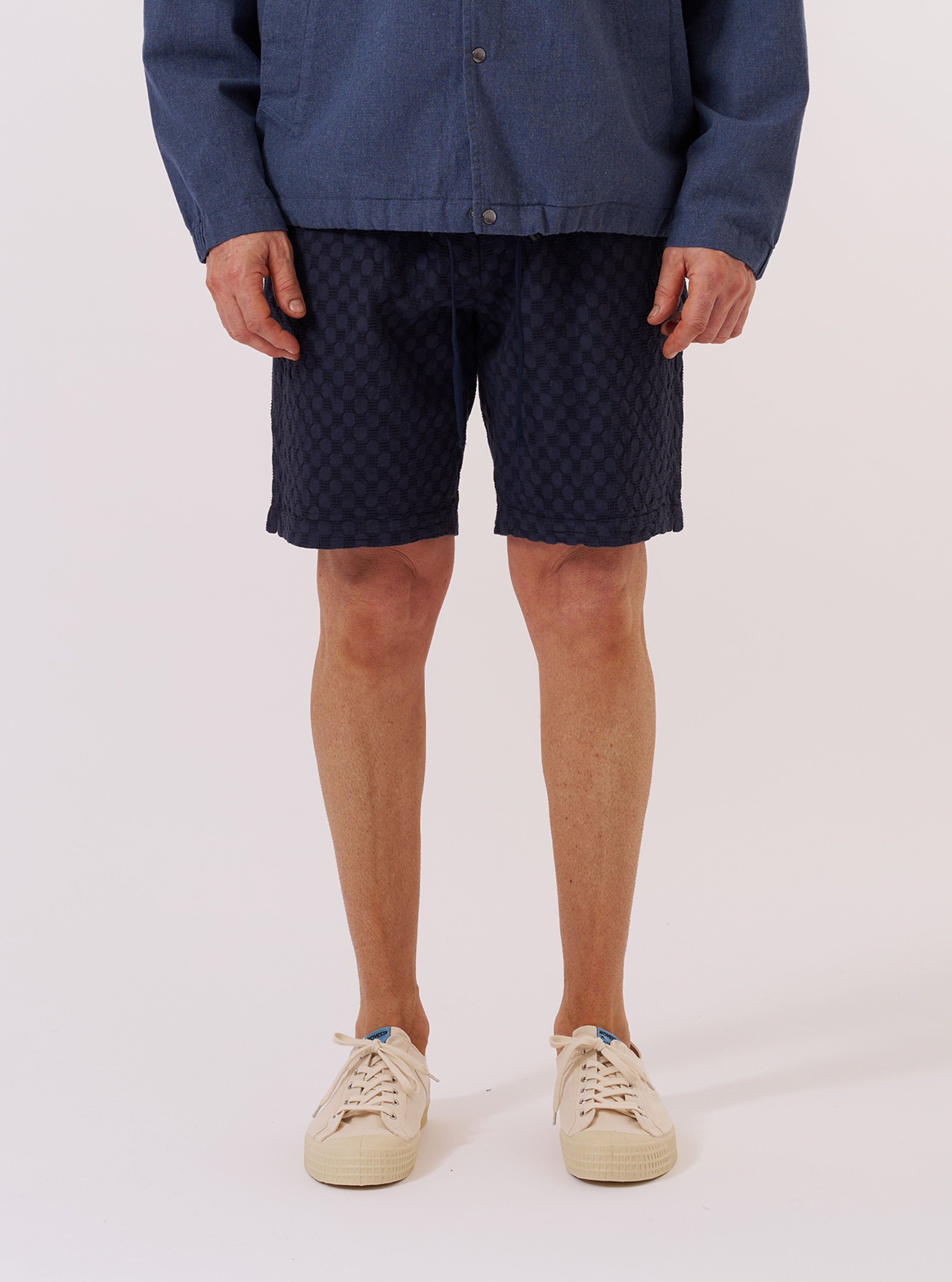 Men's Navy Dot Waffle Simple Short – Universal Works