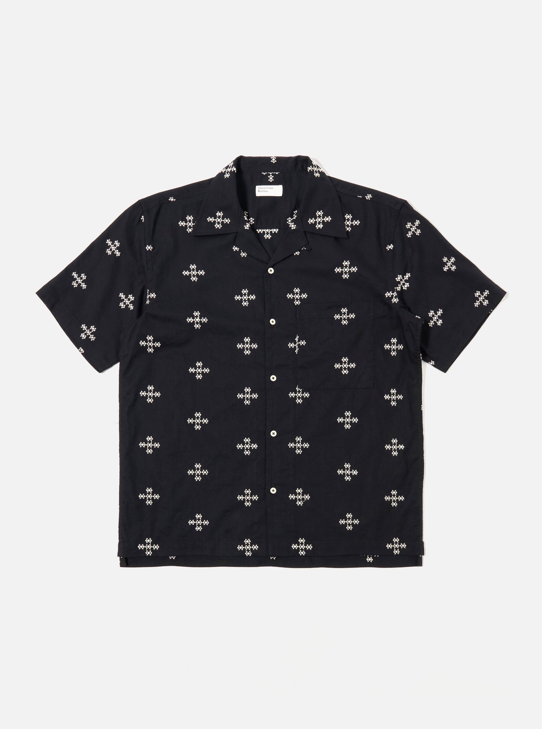 Men's Black Embroidered Diamond Camp Shirt – Universal Works