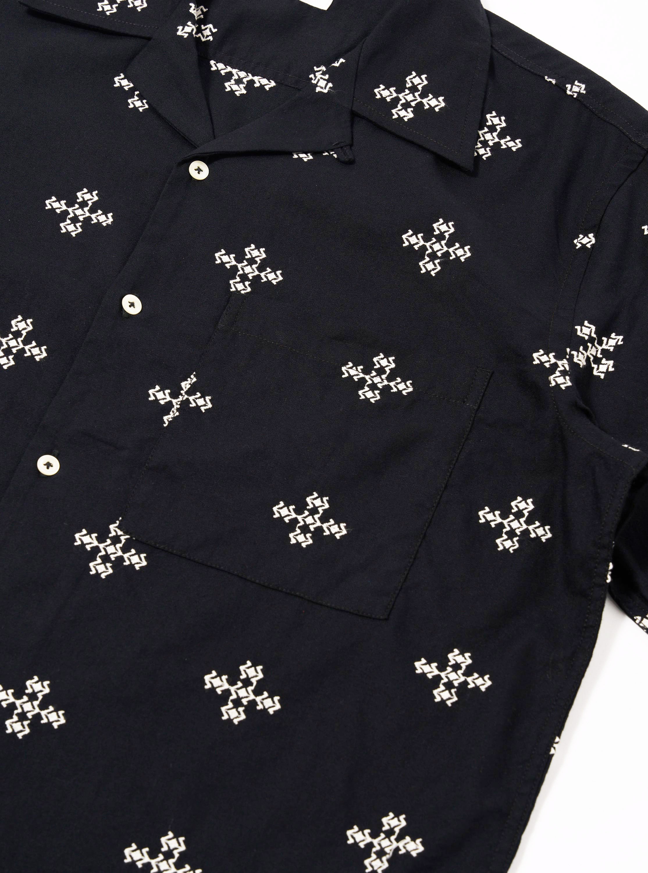Men's Black Embroidered Diamond Camp Shirt – Universal Works
