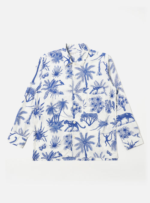 White Jungle Toile Poplin Fatigue Shirt