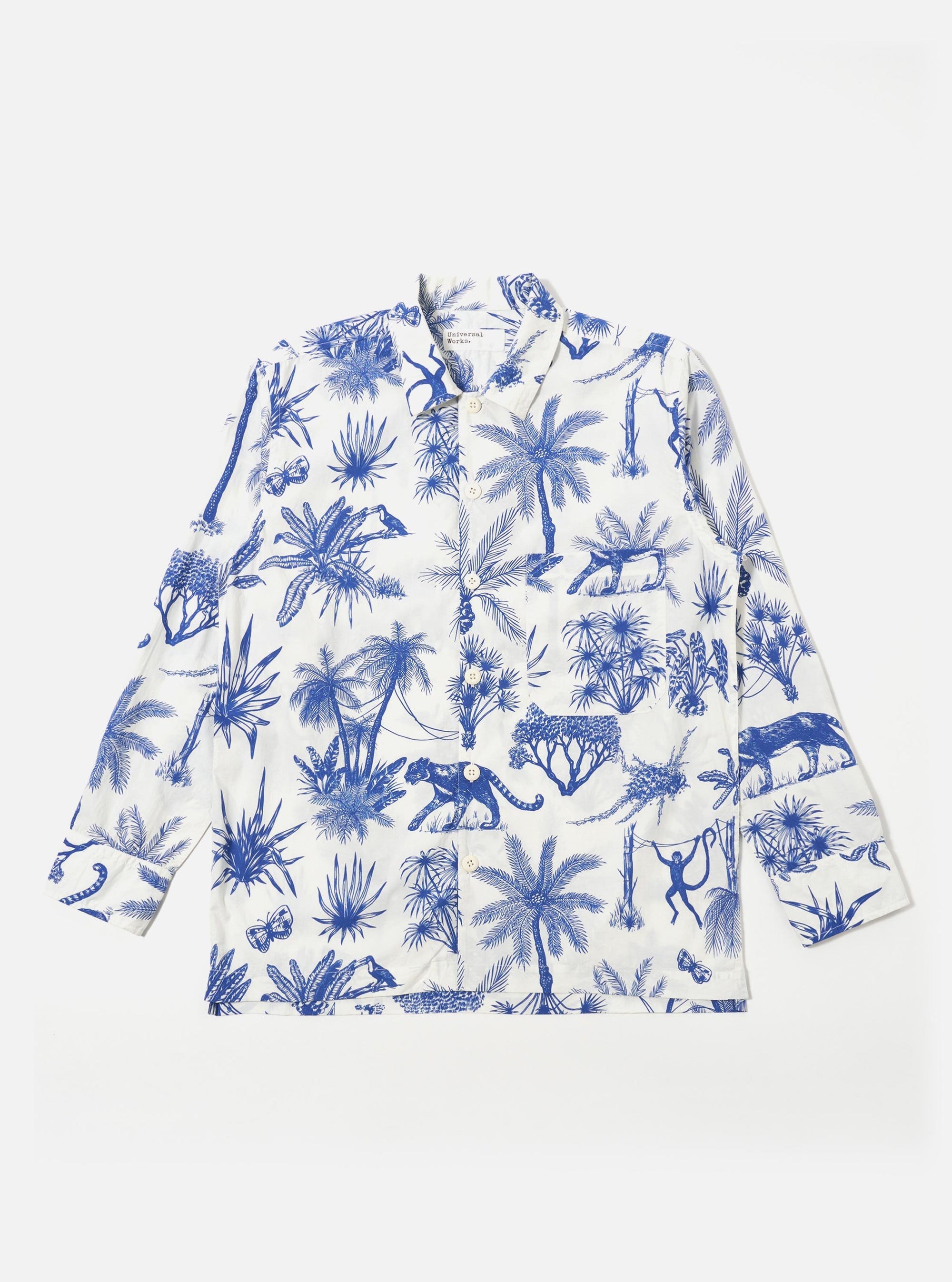White Jungle Toile Poplin Fatigue Shirt