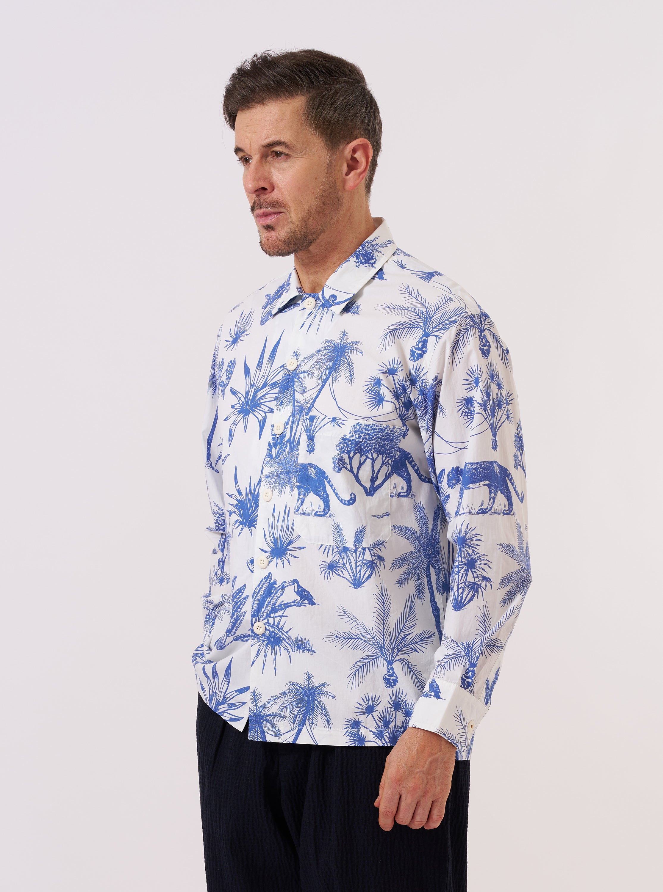 S H　JUNGLE FATIGUE SHIRT(WHITE) L Men's White Jungle Toile Poplin Fatigue Shirt – Universal Works