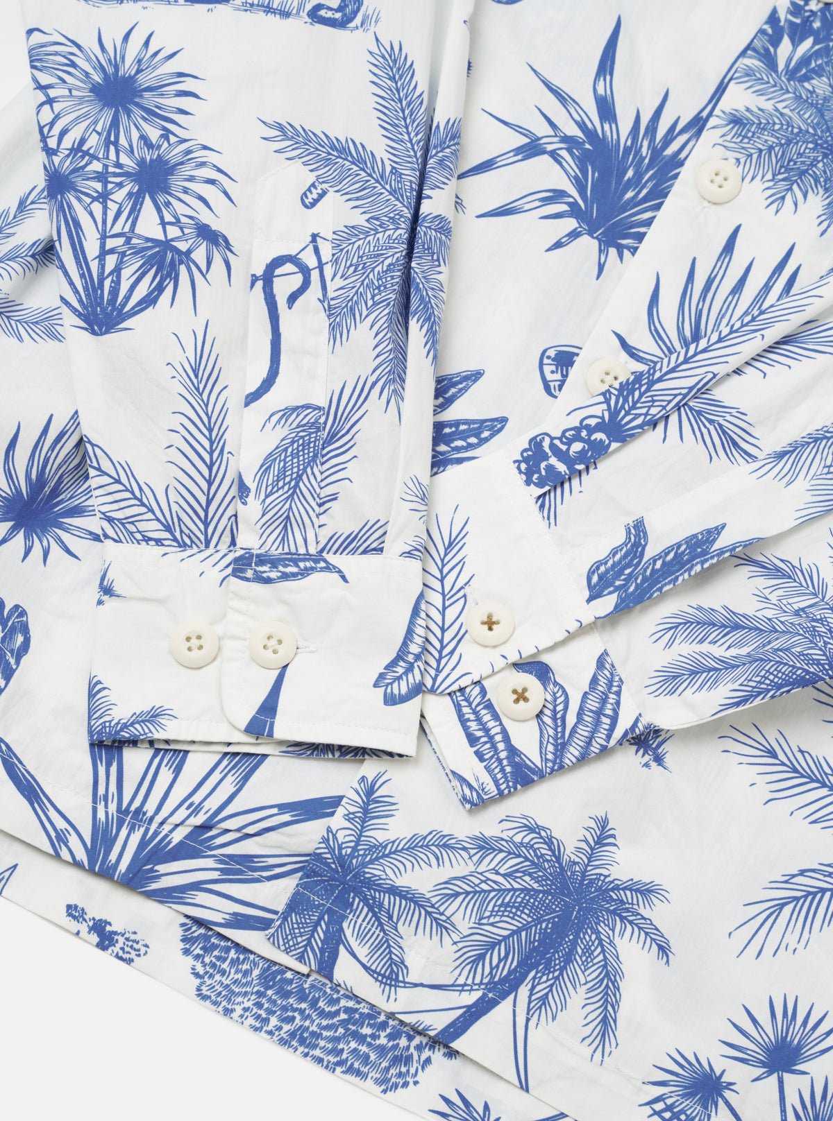 White Jungle Toile Poplin Fatigue Shirt
