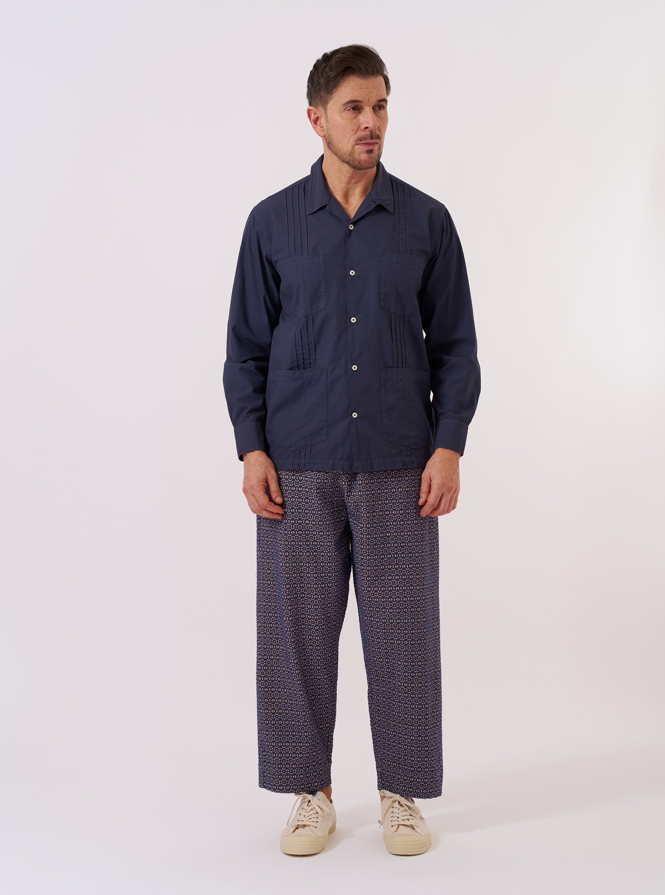 Men's Navy Poplin Dwight Overshirt – Universal Works