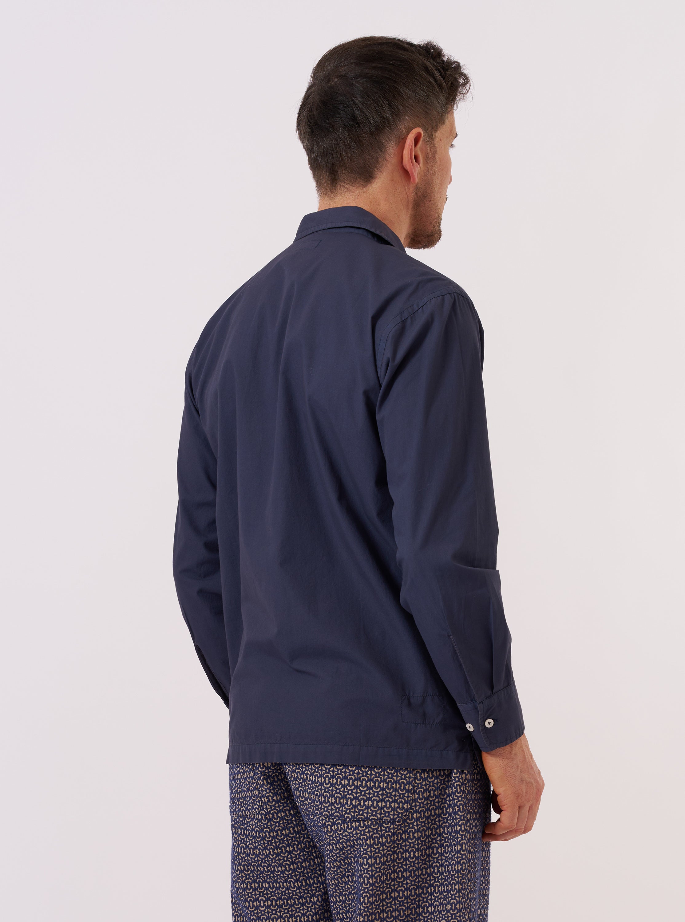 Men's Navy Poplin Dwight Overshirt – Universal Works