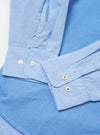 The Sky/Blue Fil A Fil Mixed Square Pocket Shirt is shown from the back as a flat lay against a plain white background. The image highlights the straight hem, the back yoke, and the clean construction of the light blue fil-a-fil fabric.