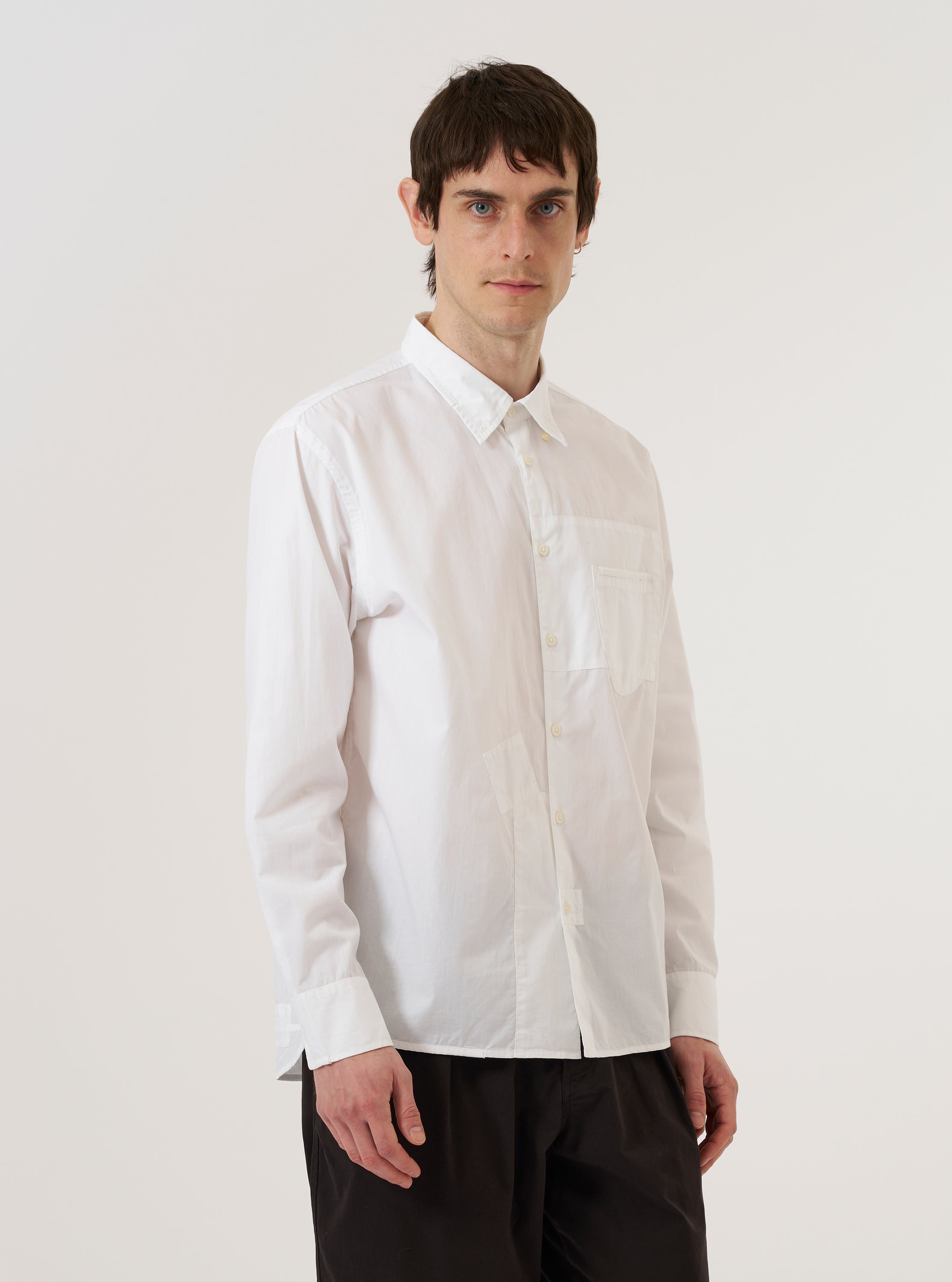 Men's White Poplin Patched Lazy Day Shirt – Universal Works
