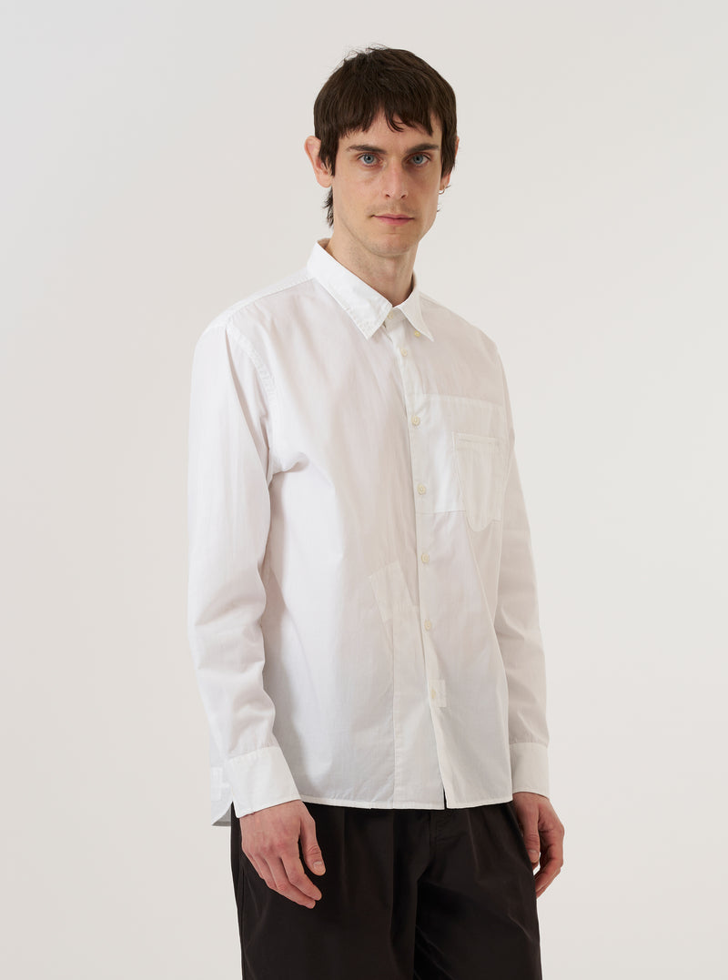 White Poplin Patched Lazy Day Shirt
