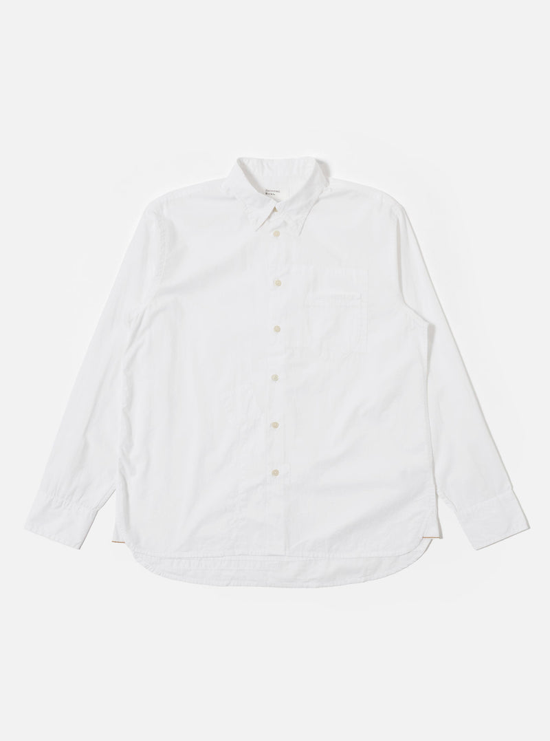 White Poplin Patched Lazy Day Shirt